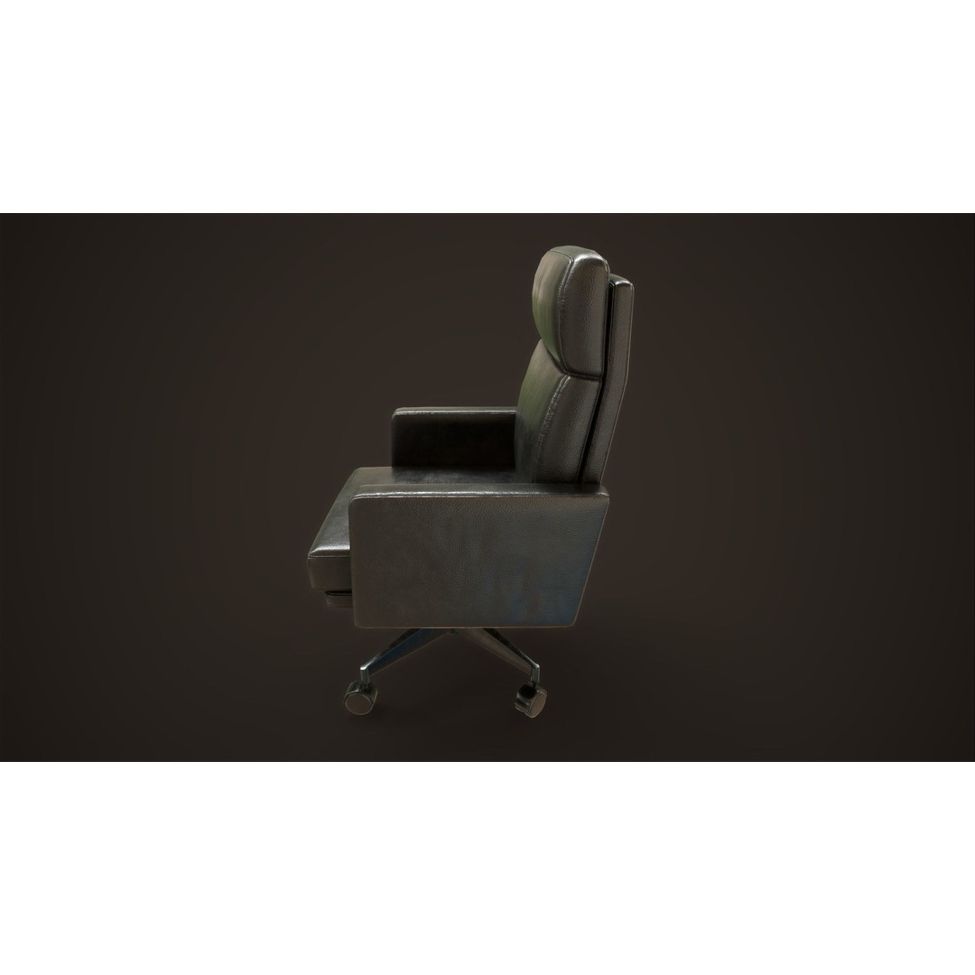 Leather Office Armchair 3D Model – Low Poly PBR Game Asset, FBX, OBJ - View 12