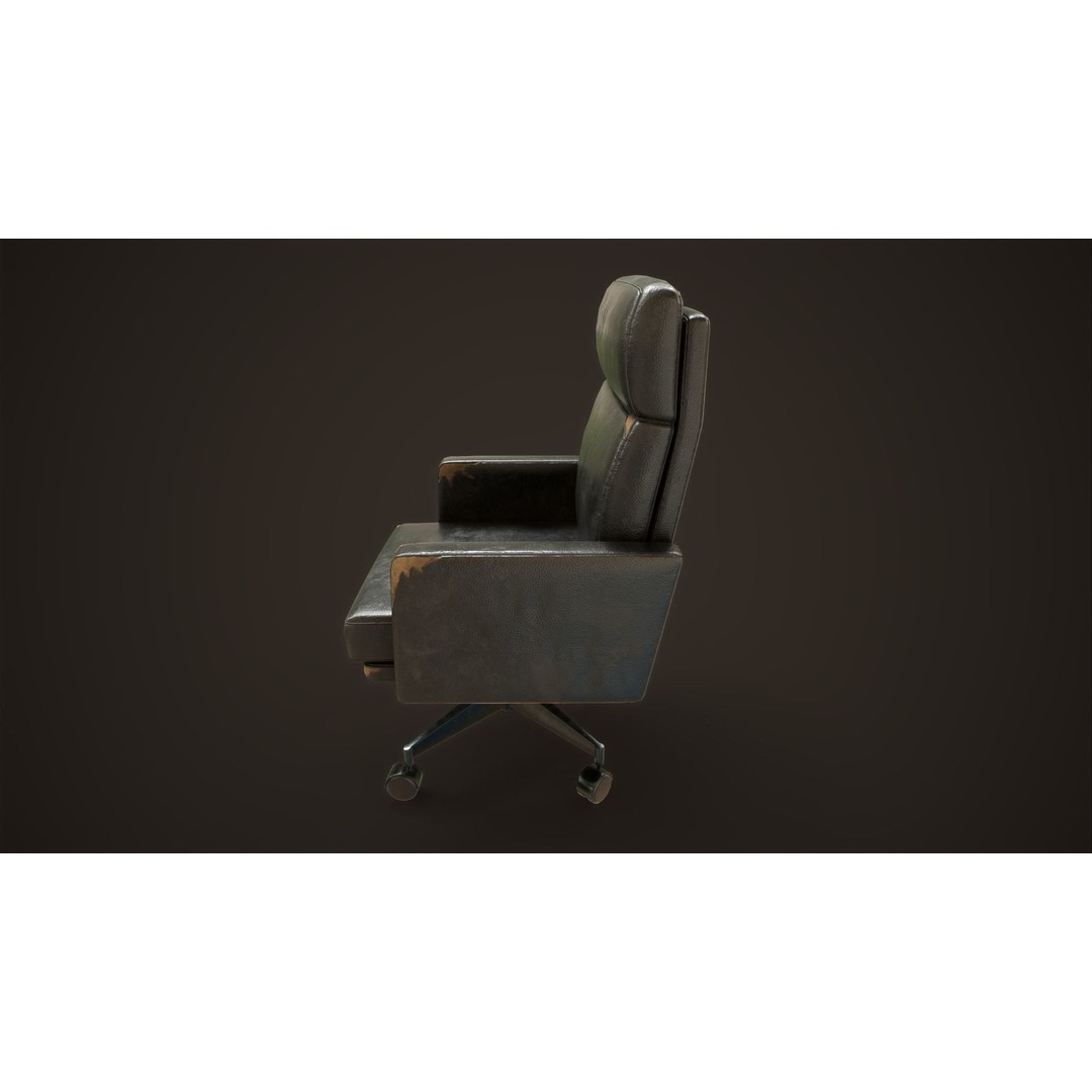 Leather Office Armchair 3D Model – Low Poly PBR Game Asset, FBX, OBJ - View 13