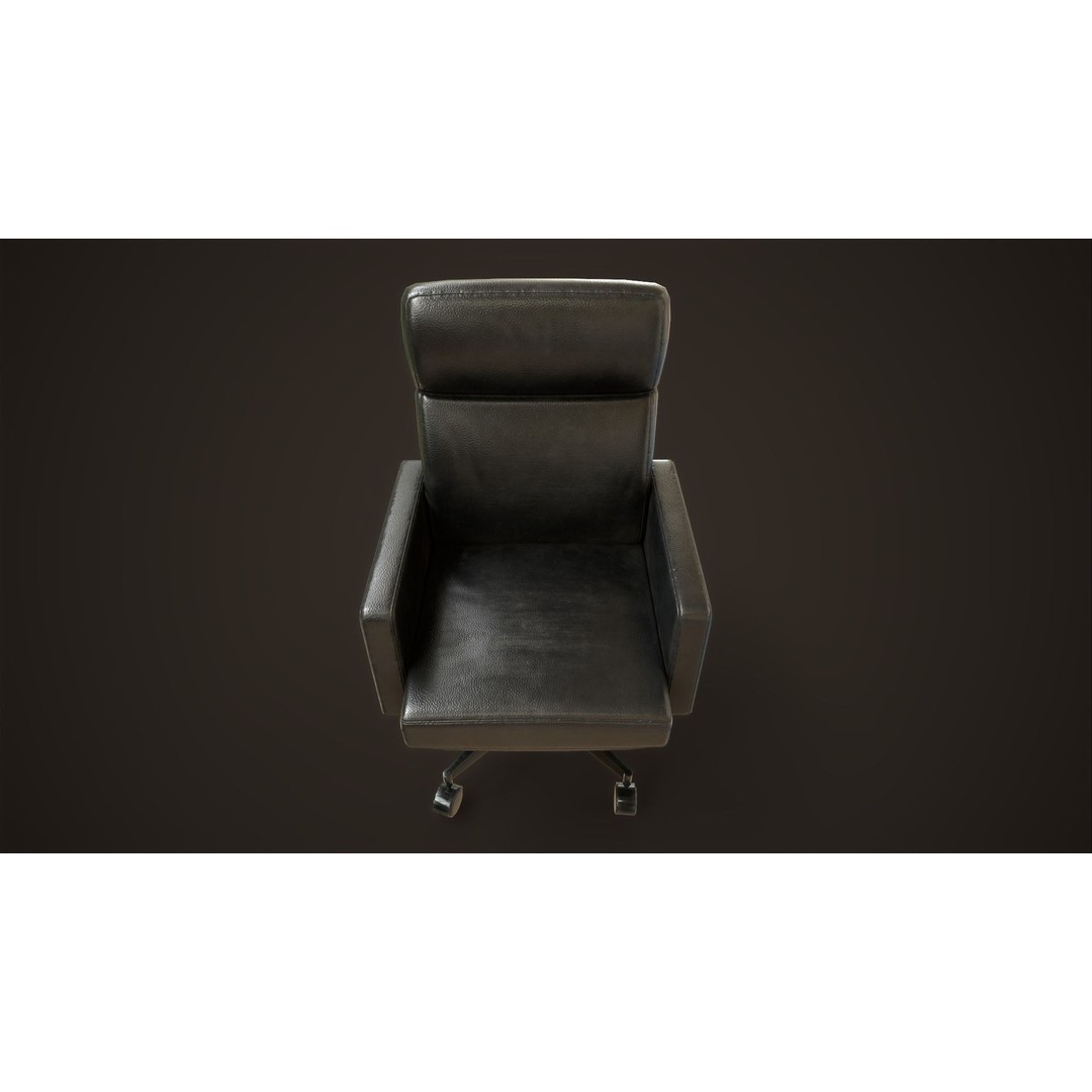Leather Office Armchair 3D Model – Low Poly PBR Game Asset, FBX, OBJ - View 15