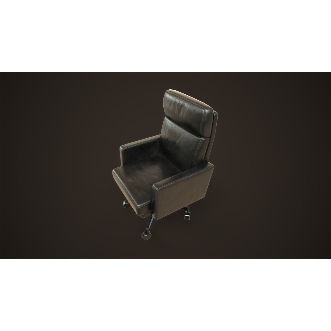 Leather Office Armchair 3D Model – Low Poly PBR Game Asset, FBX, OBJ - View 16