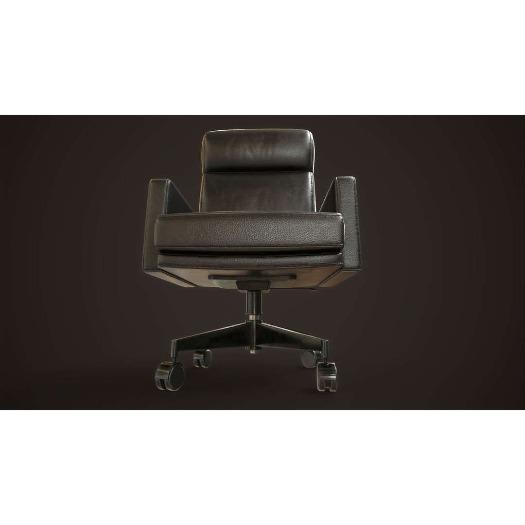 Leather Office Armchair 3D Model – Low Poly PBR Game Asset, FBX, OBJ - View 18