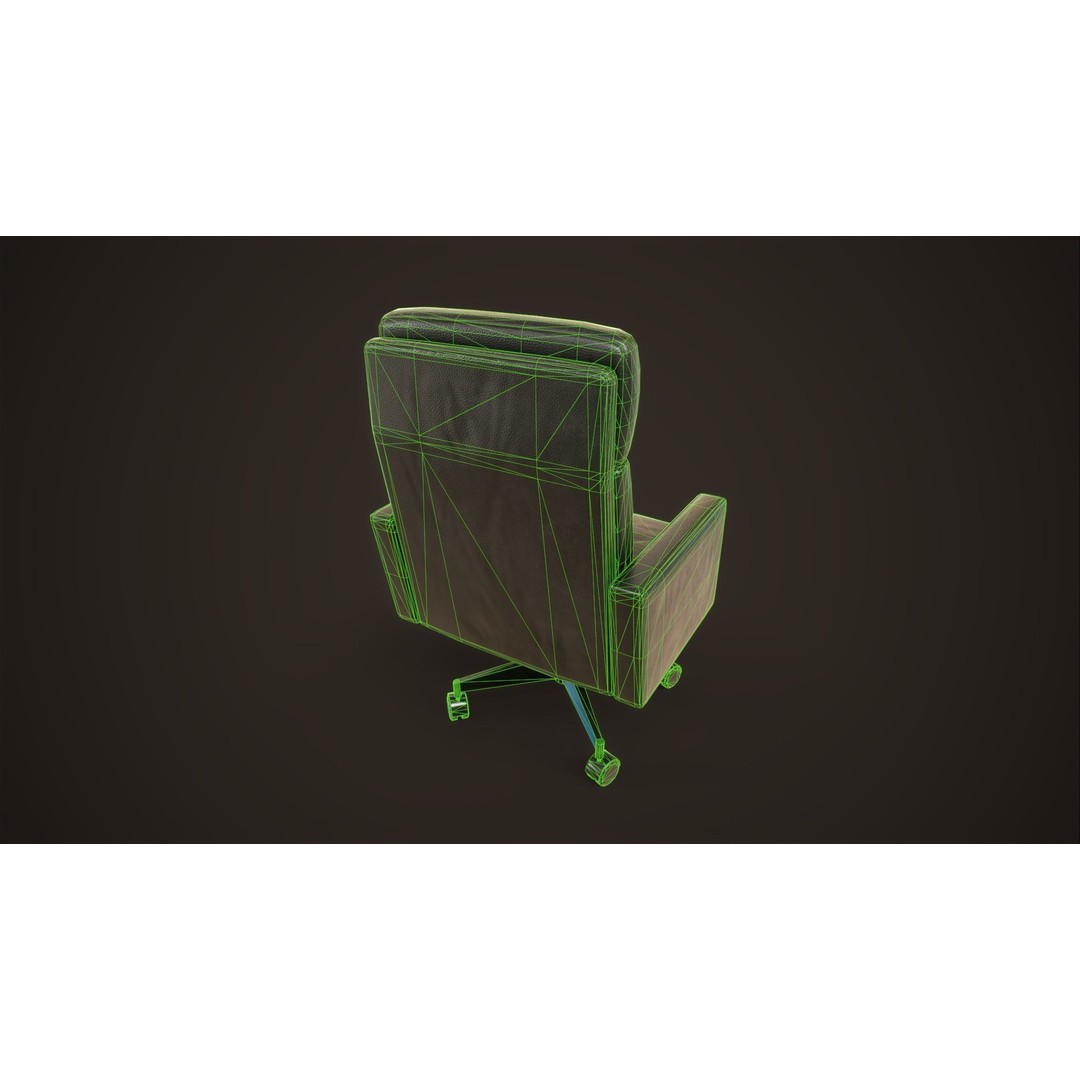 Leather Office Armchair 3D Model – Low Poly PBR Game Asset, FBX, OBJ - View 19