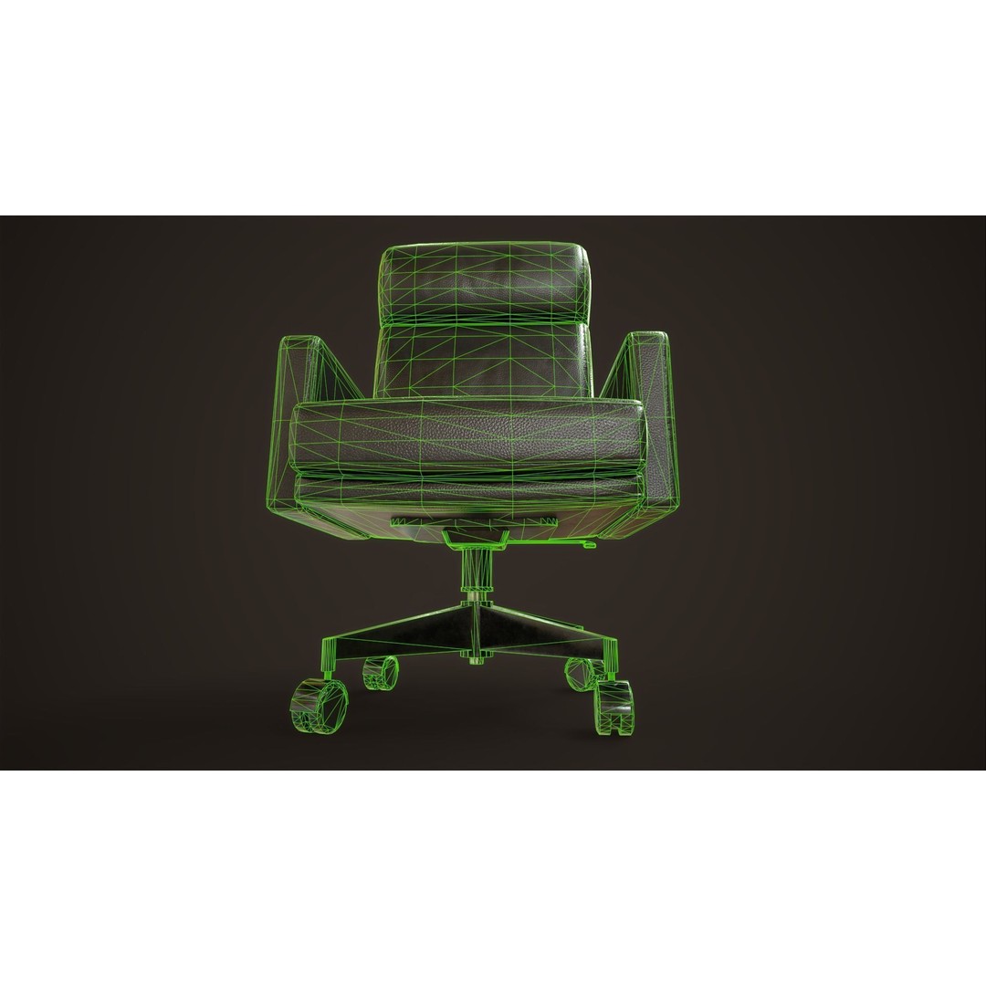 Leather Office Armchair 3D Model – Low Poly PBR Game Asset, FBX, OBJ - View 21
