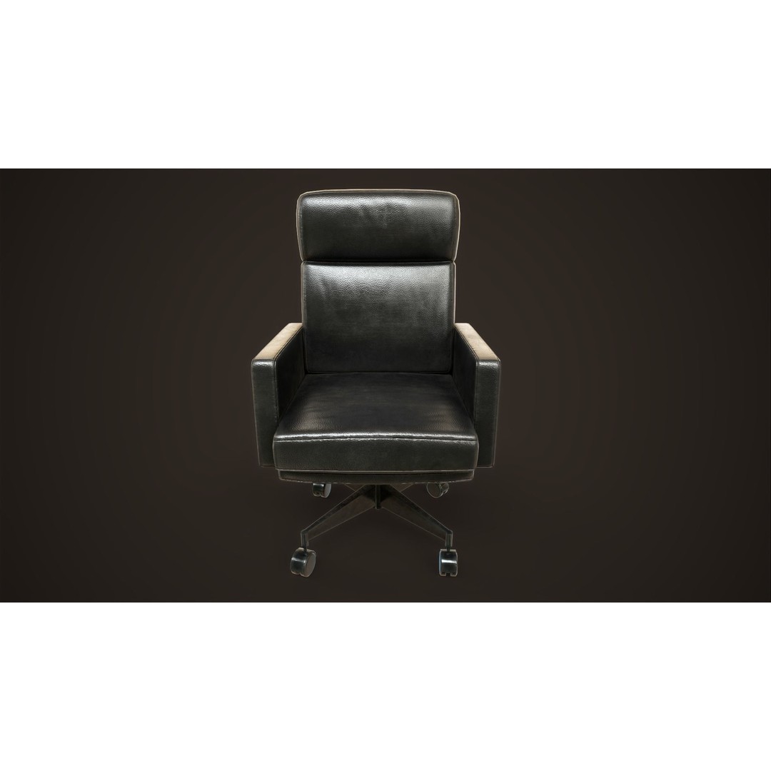 Leather Office Armchair 3D Model – Low Poly PBR Game Asset, FBX, OBJ - View 5