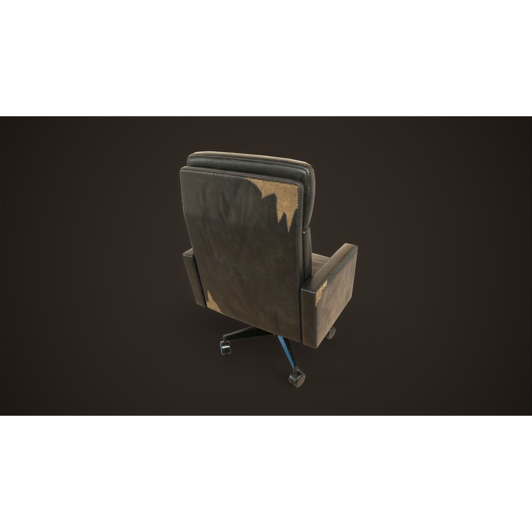 Leather Office Armchair 3D Model – Low Poly PBR Game Asset, FBX, OBJ - View 6