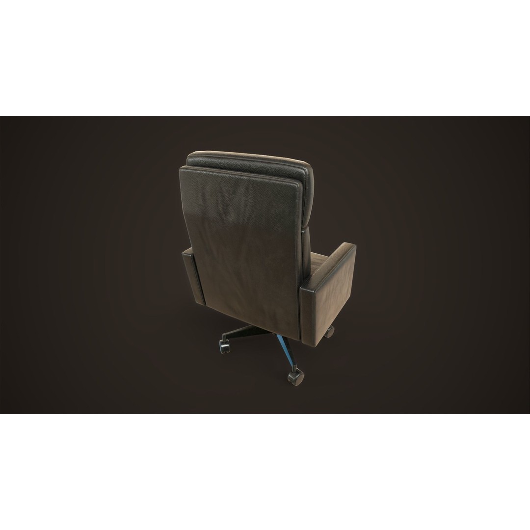 Leather Office Armchair 3D Model – Low Poly PBR Game Asset, FBX, OBJ - View 7