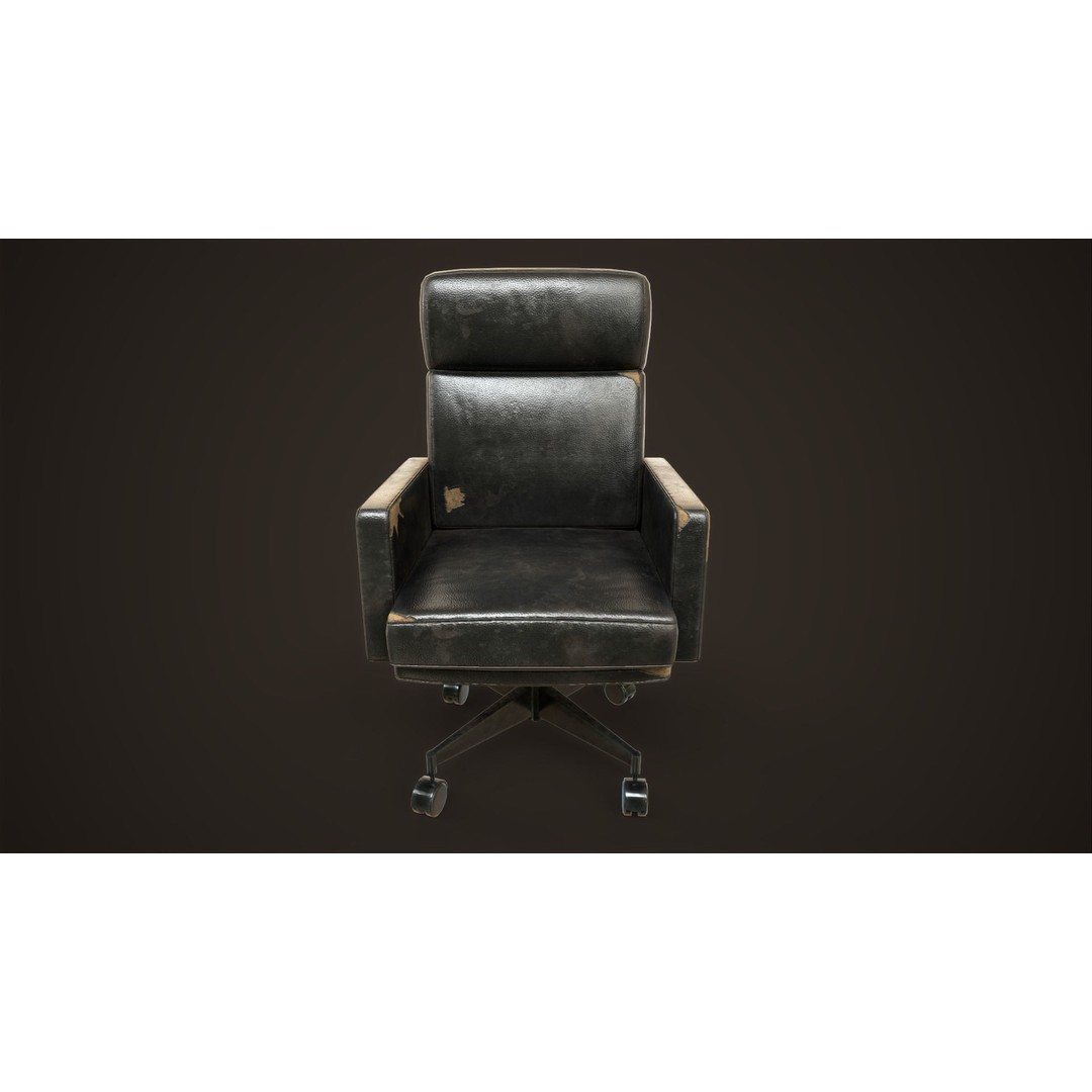 Leather Office Armchair 3D Model – Low Poly PBR Game Asset, FBX, OBJ - View 9