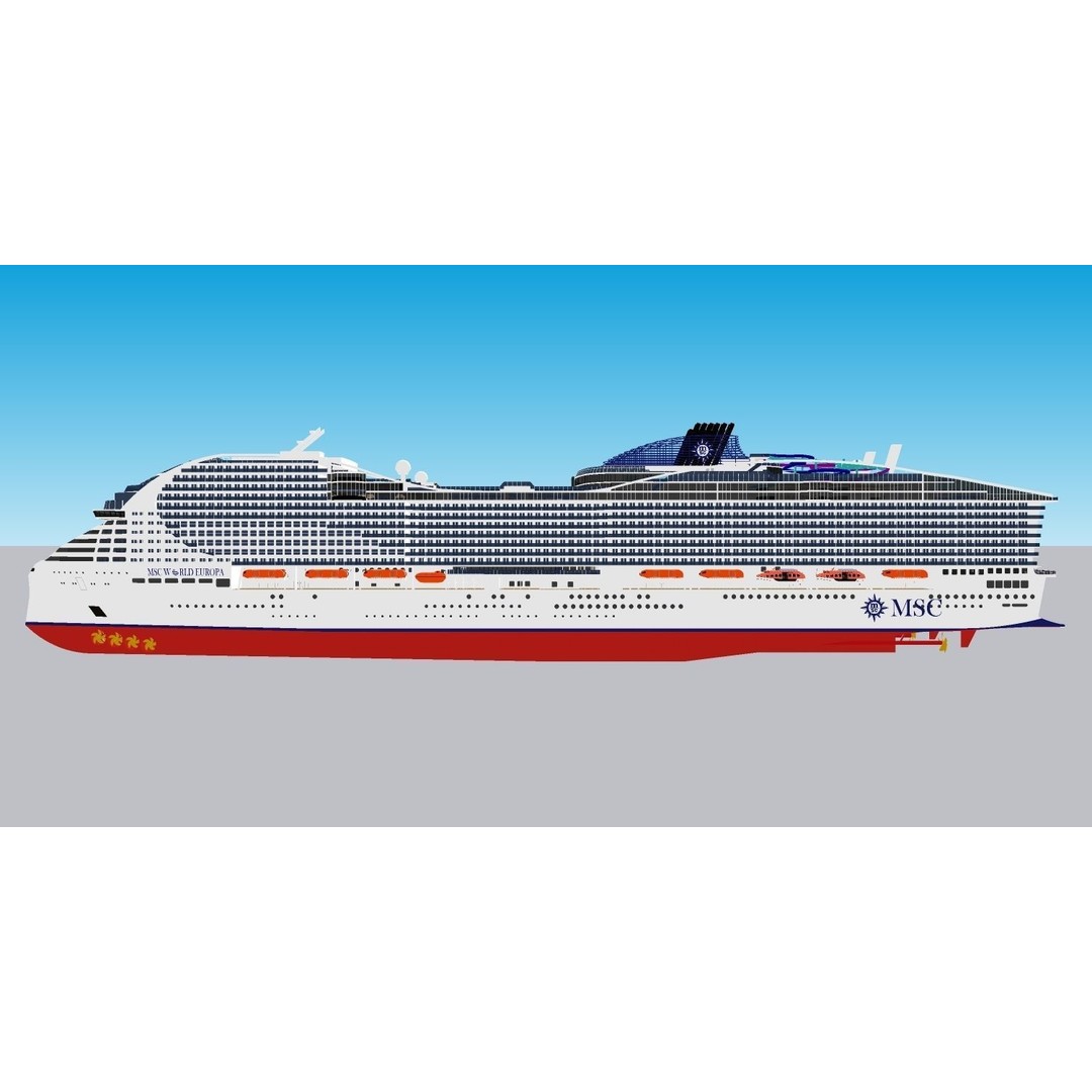 MSC World Europa 3D Model – Modern Cruise Ship with Rigged Features - View 10