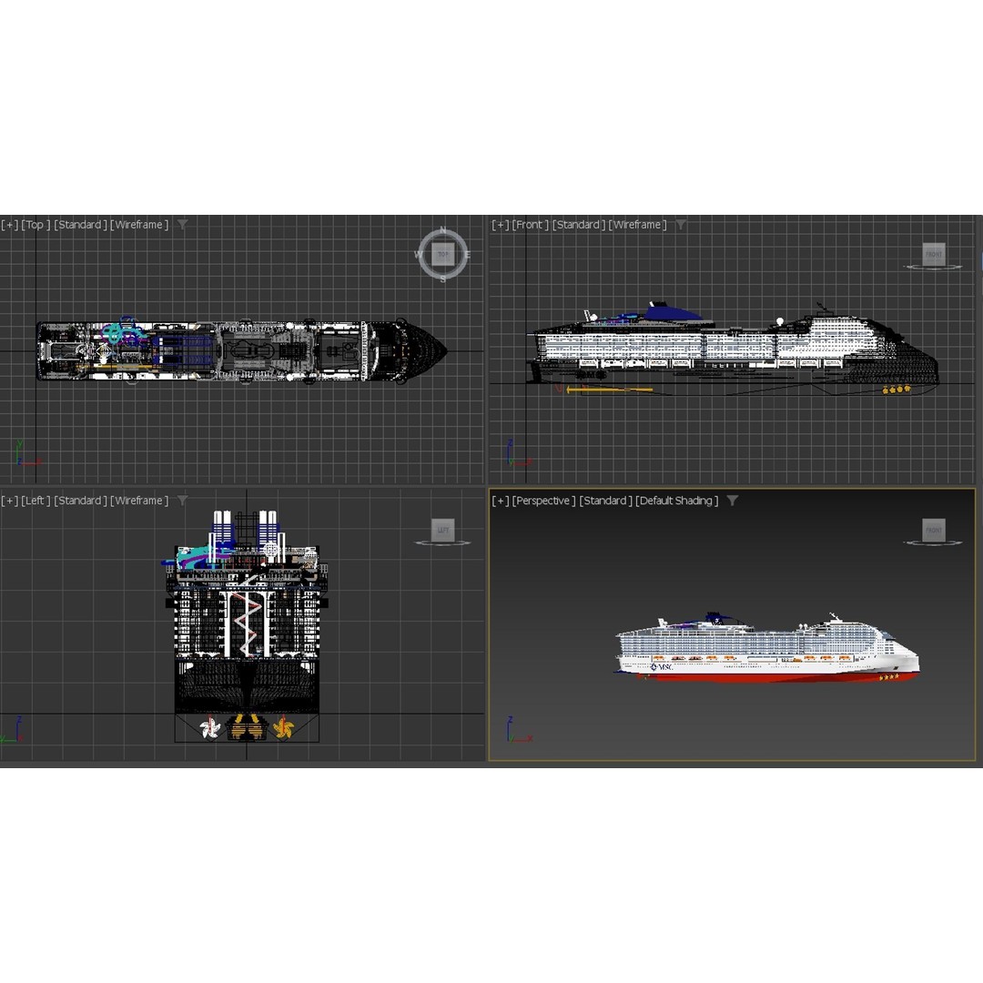 MSC World Europa 3D Model – Modern Cruise Ship with Rigged Features - View 11