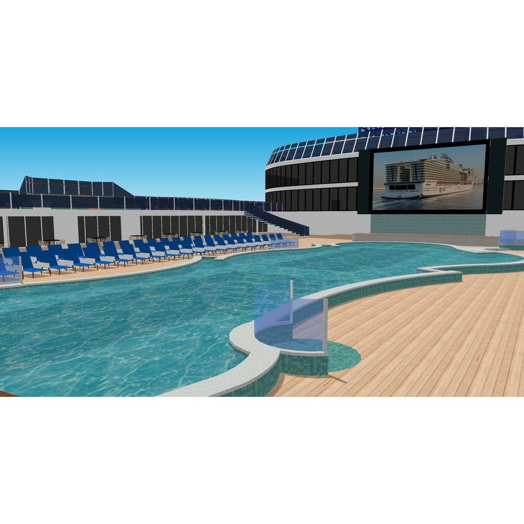 MSC World Europa 3D Model – Modern Cruise Ship with Rigged Features - View 17