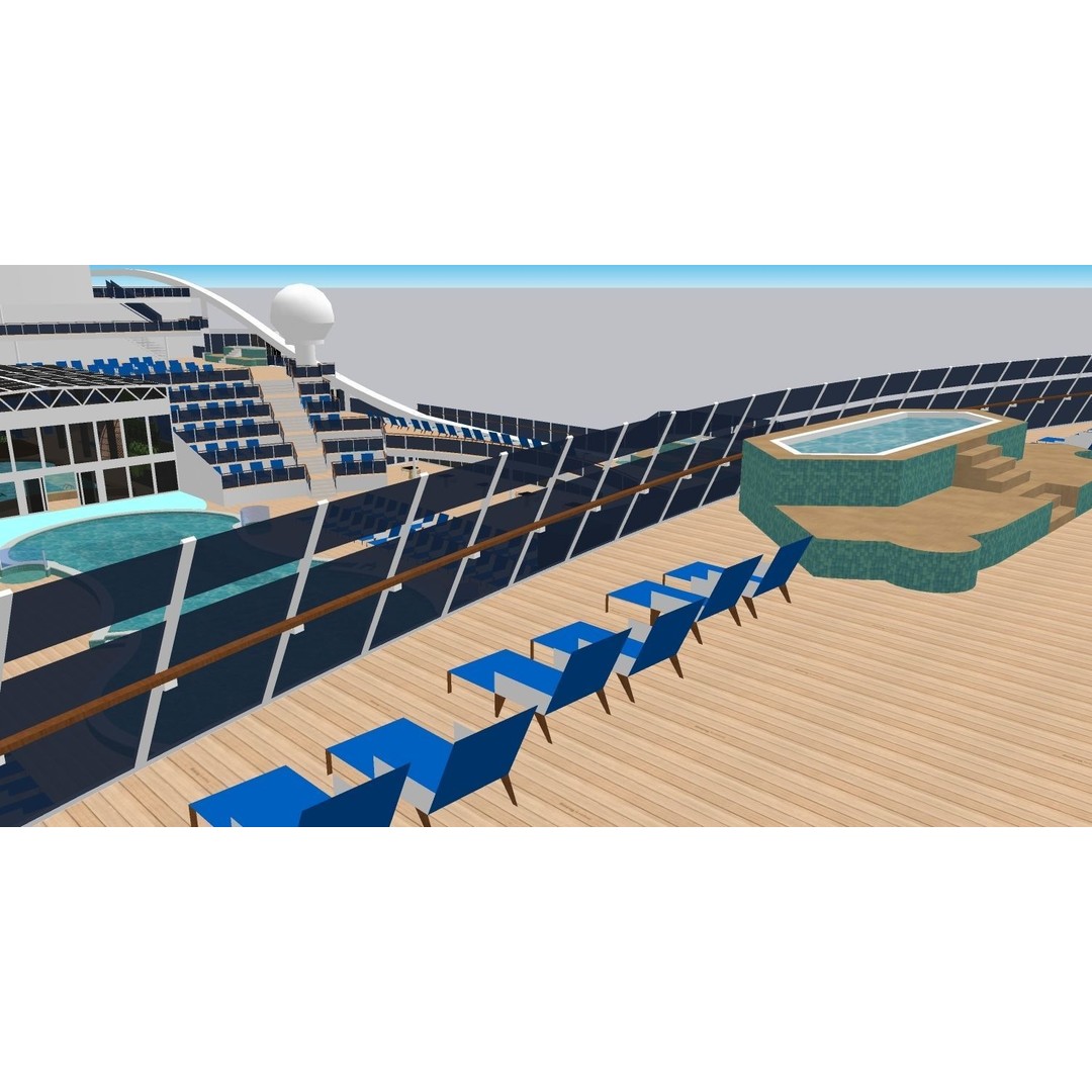 MSC World Europa 3D Model – Modern Cruise Ship with Rigged Features - View 18