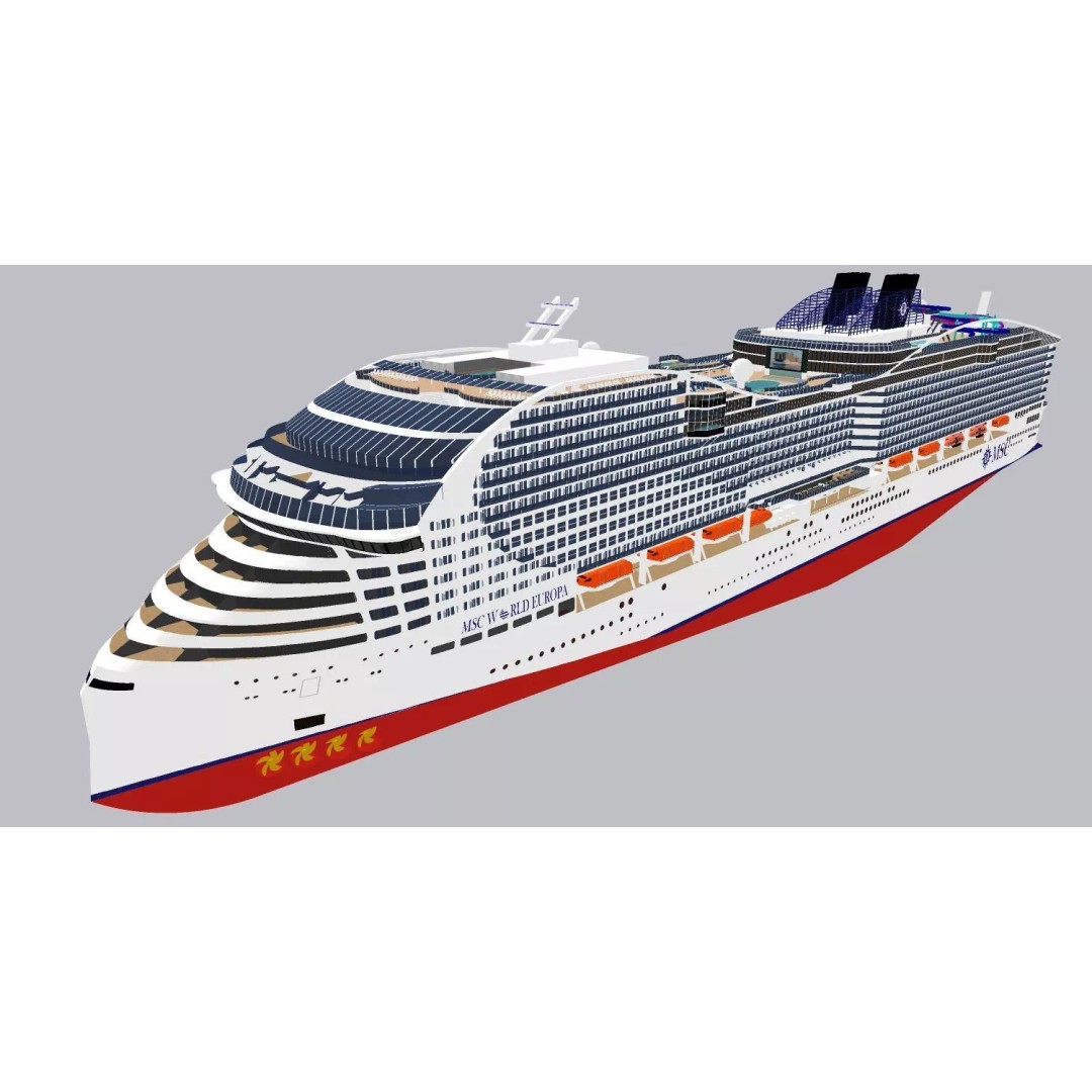 MSC World Europa 3D Model – Modern Cruise Ship with Rigged Features - View 2