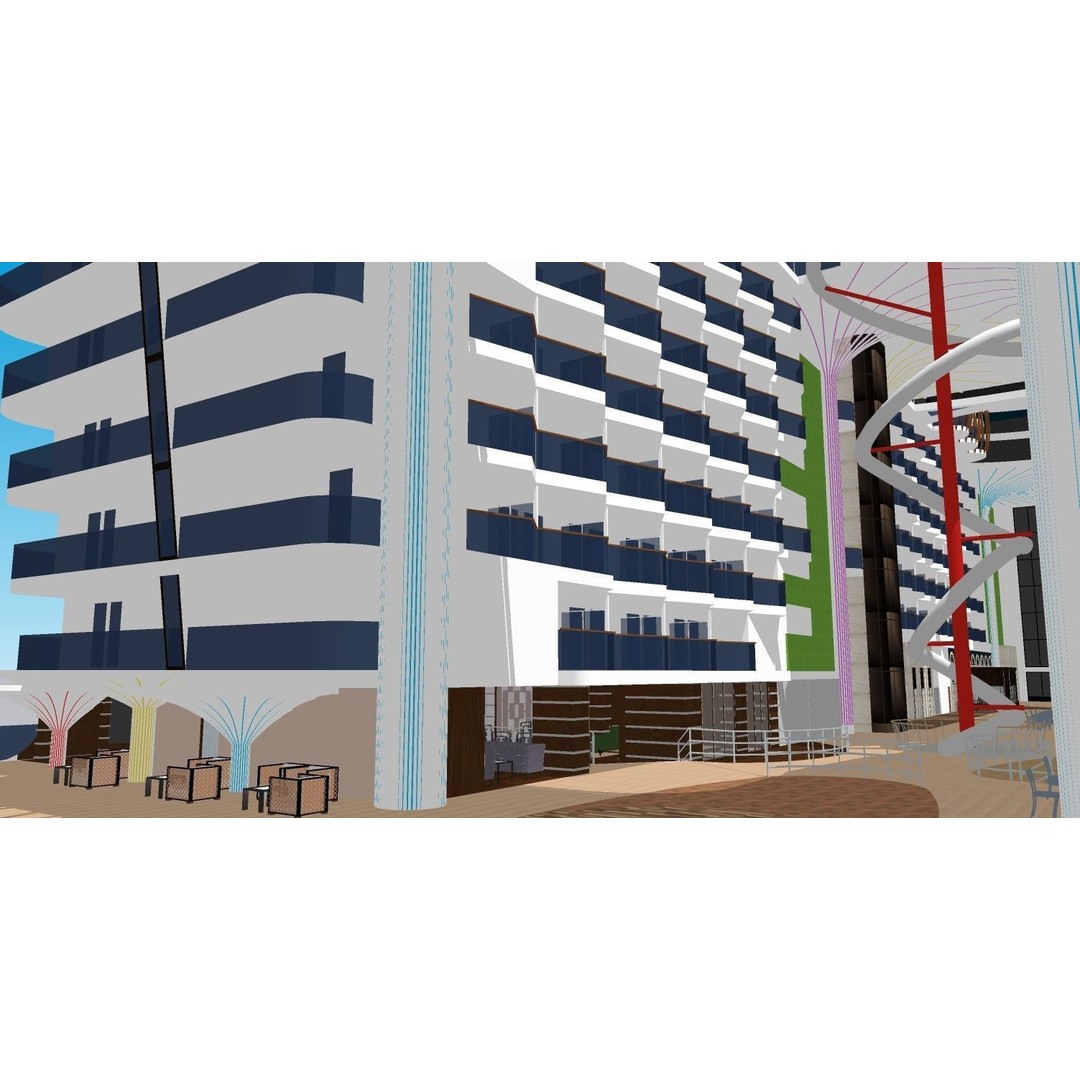 MSC World Europa 3D Model – Modern Cruise Ship with Rigged Features - View 28