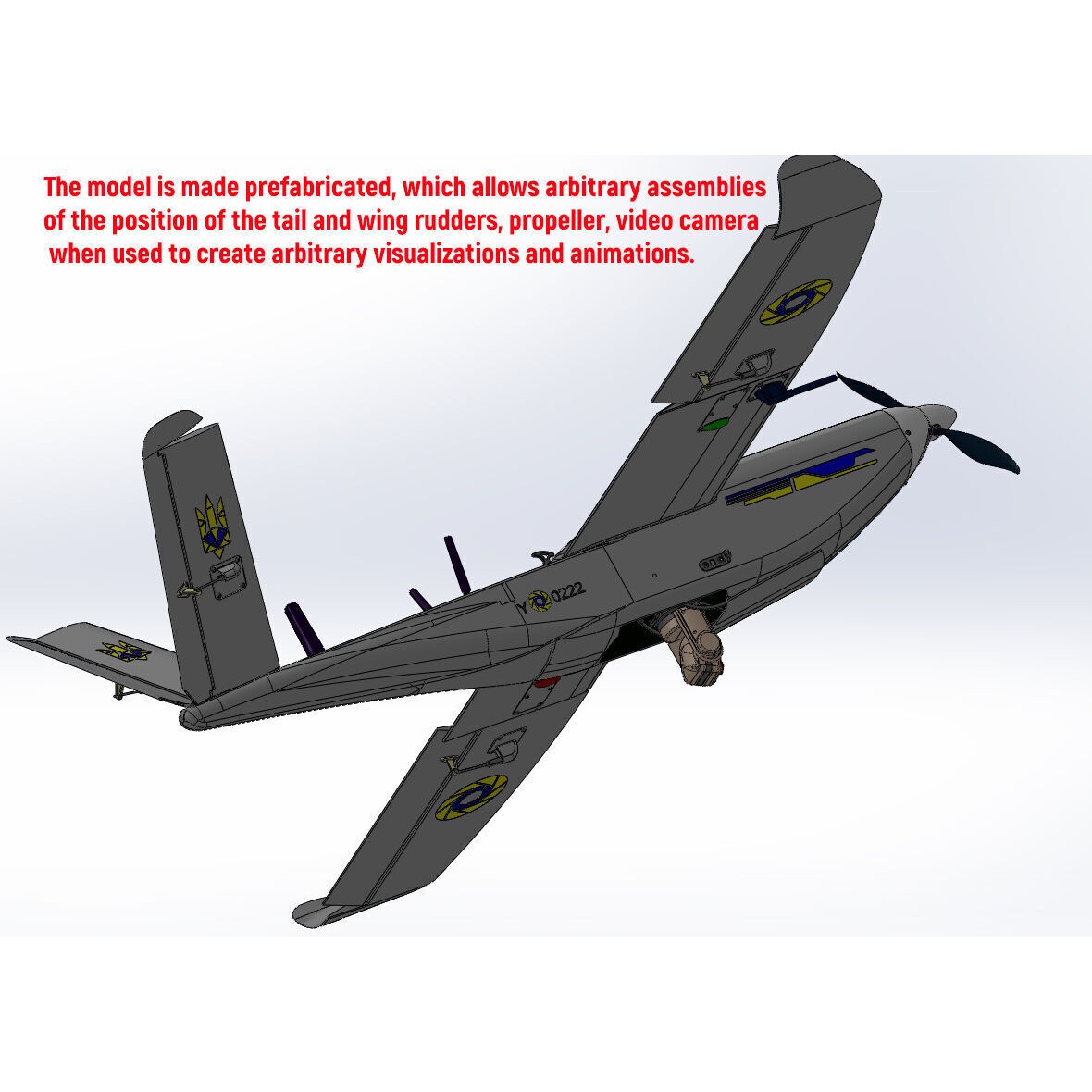 Ukrainian UAV GOR Tactical Drone - Game-Ready 3D Model - View 14