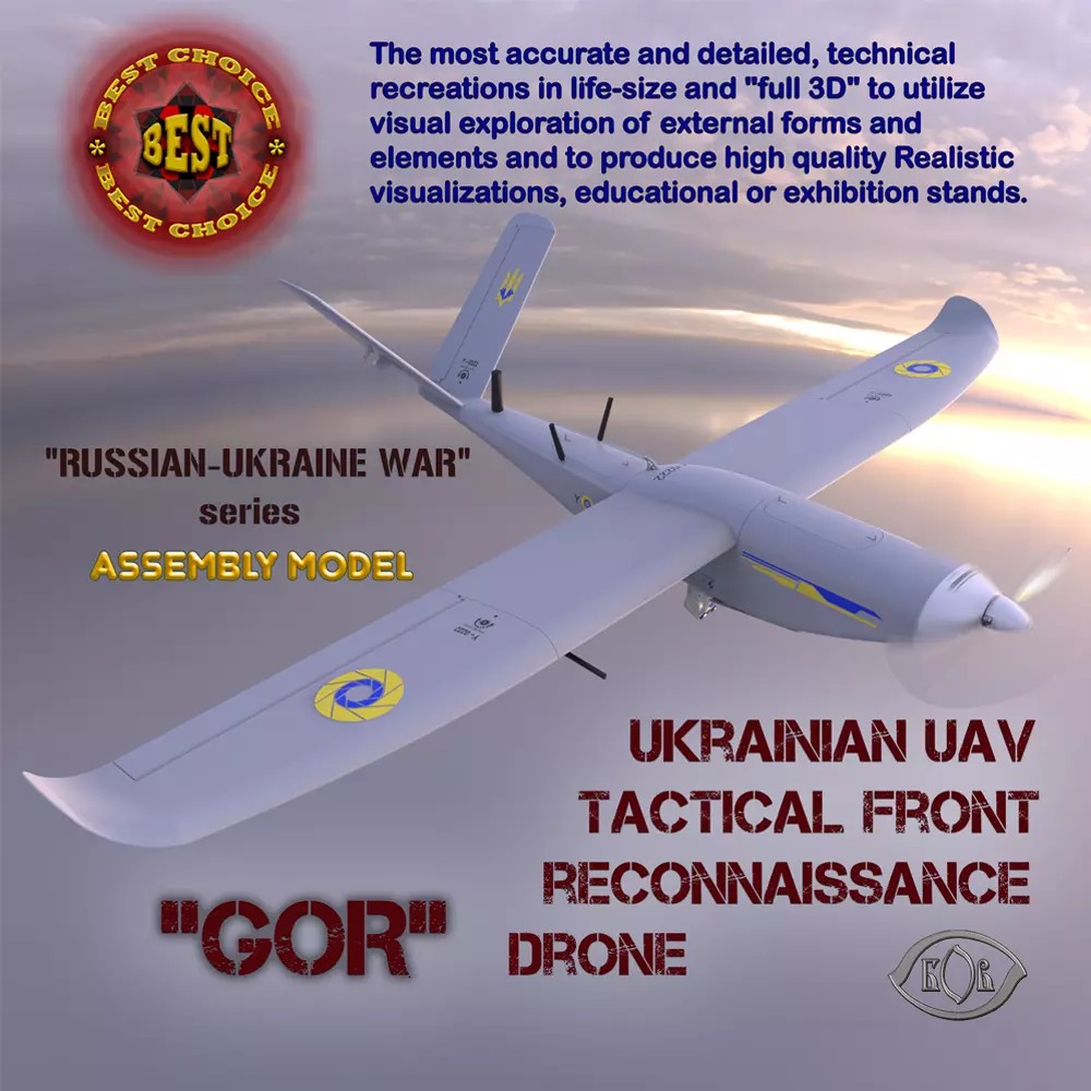 Ukrainian UAV GOR Tactical Drone - Game-Ready 3D Model - View 2