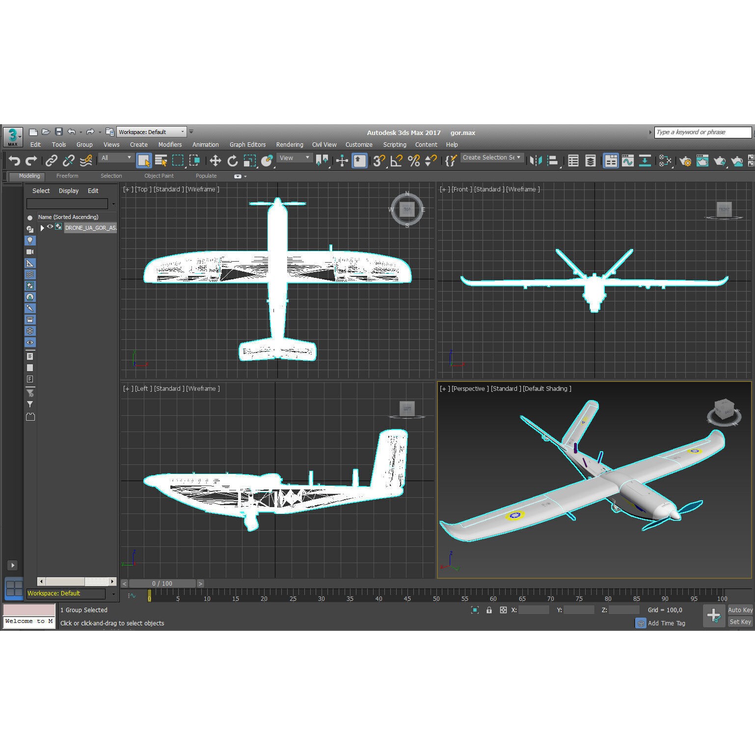 Ukrainian UAV GOR Tactical Drone - Game-Ready 3D Model - View 31