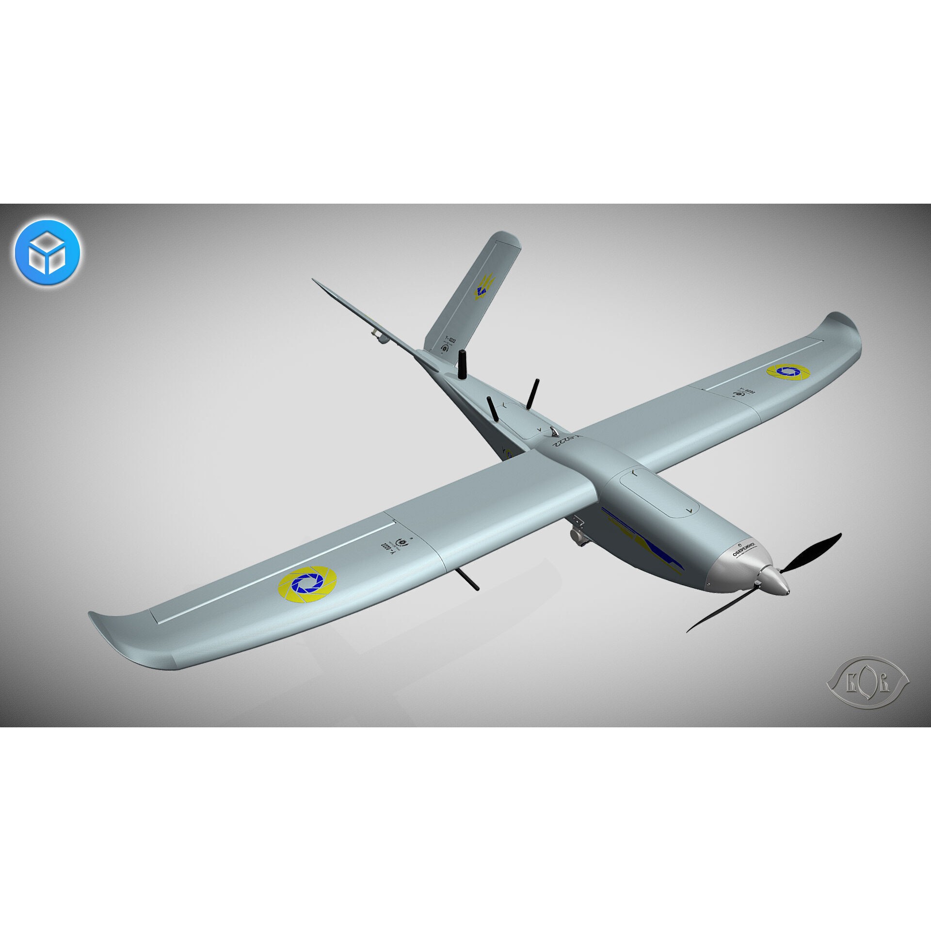 Ukrainian UAV GOR Tactical Drone - Game-Ready 3D Model - View 6