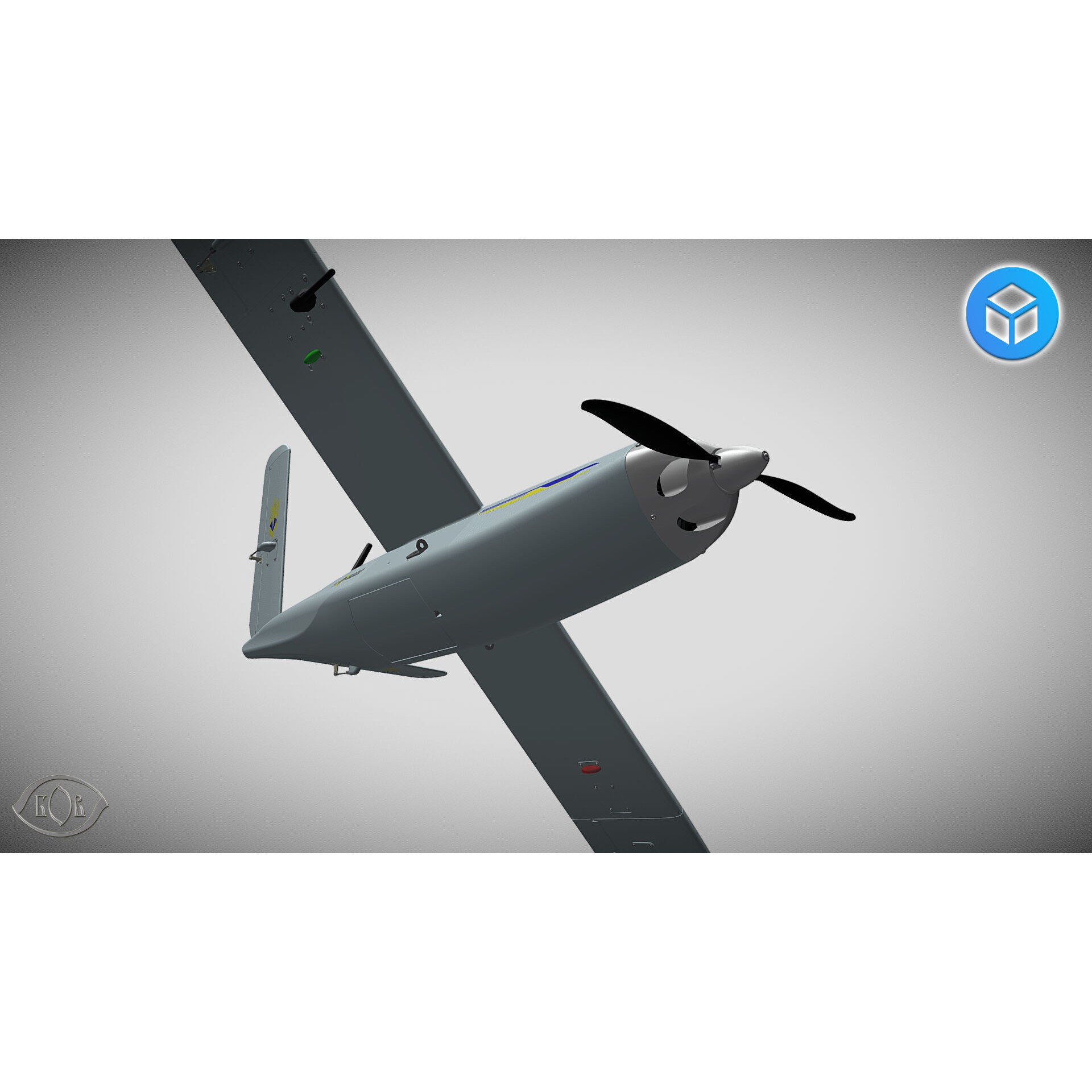Ukrainian UAV GOR Tactical Drone - Game-Ready 3D Model - View 7