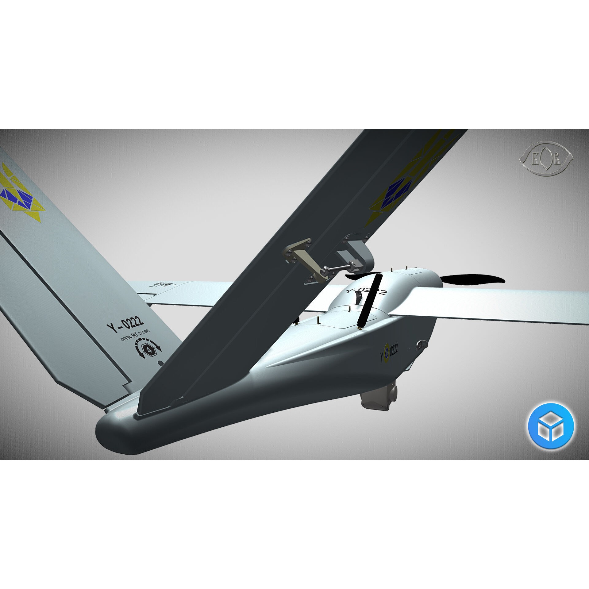 Ukrainian UAV GOR Tactical Drone - Game-Ready 3D Model - View 9