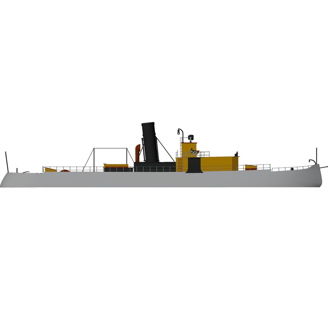 Gardenga River Icebreaker 3D Model – Historic Steam Vessel, FBX - View 10