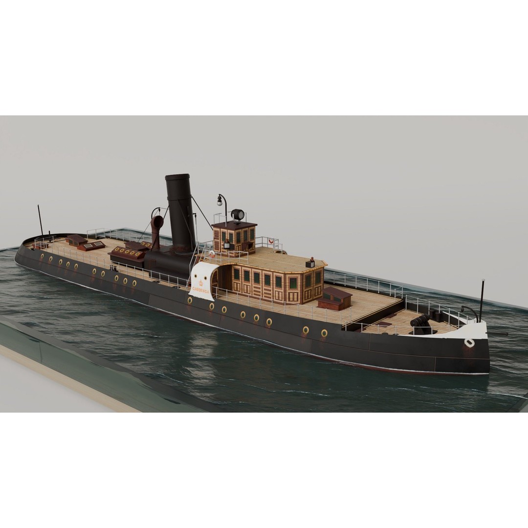 Gardenga River Icebreaker 3D Model – Historic Steam Vessel, FBX - View 3