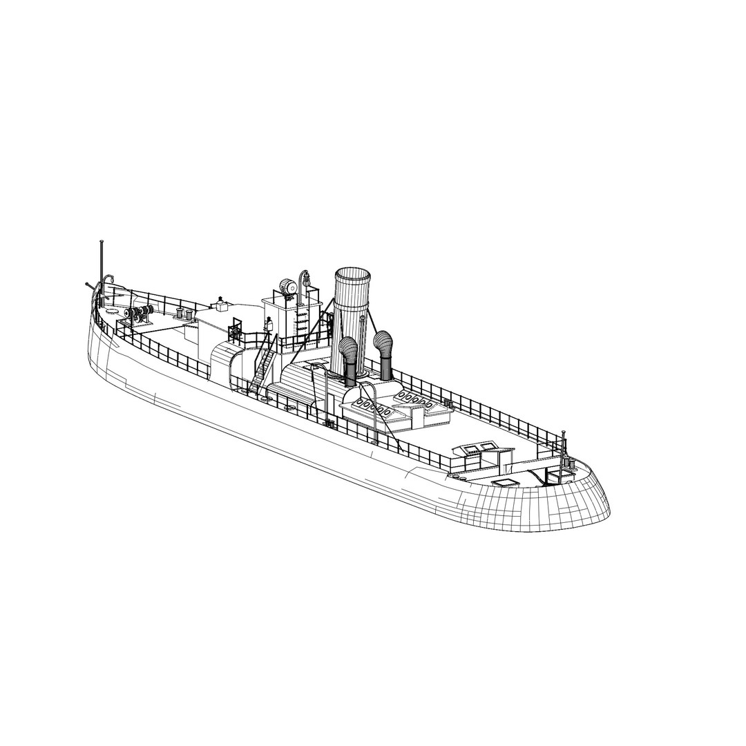 Gardenga River Icebreaker 3D Model – Historic Steam Vessel, FBX - View 9