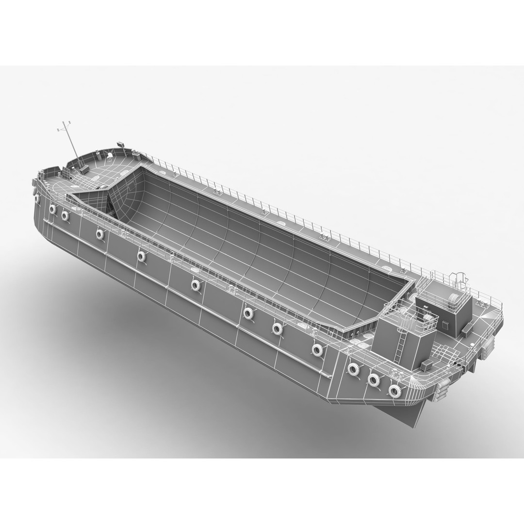 Split Hopper Barge 3D Model – Highly Detailed Industrial Vessel, FBX