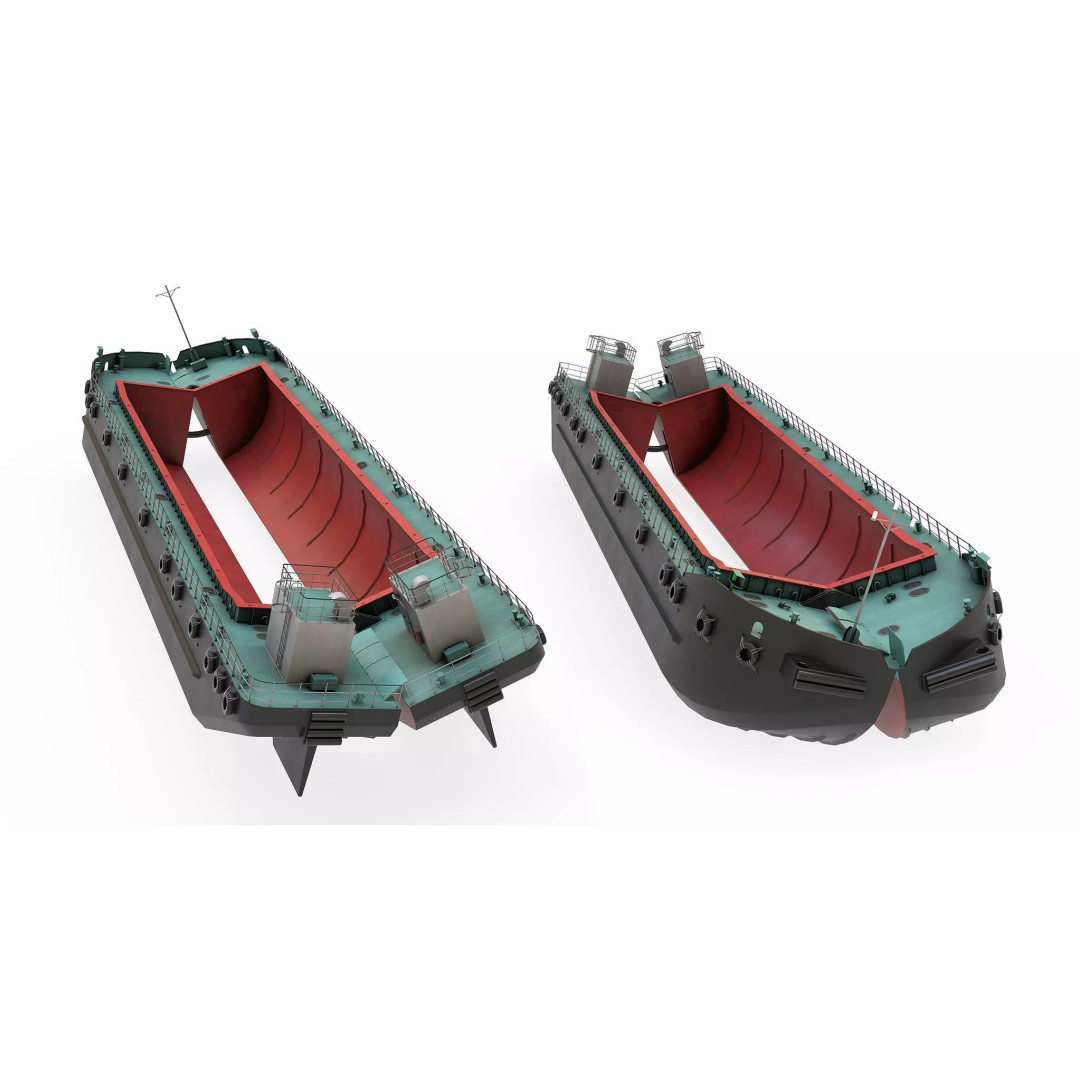 Split Hopper Barge 3D Model – Highly Detailed Industrial Vessel, FBX - View 2