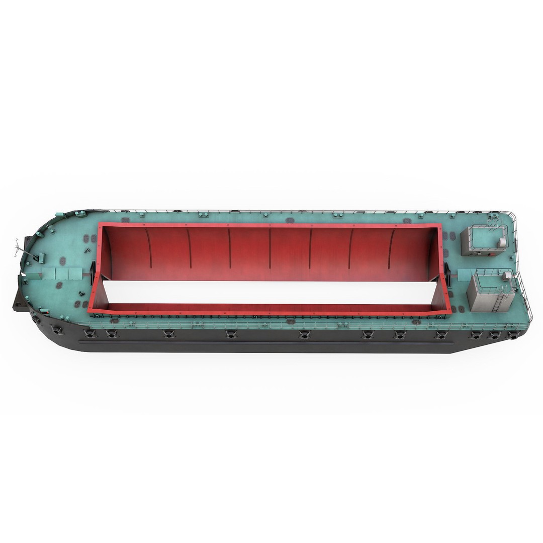 Split Hopper Barge 3D Model – Highly Detailed Industrial Vessel, FBX - View 3