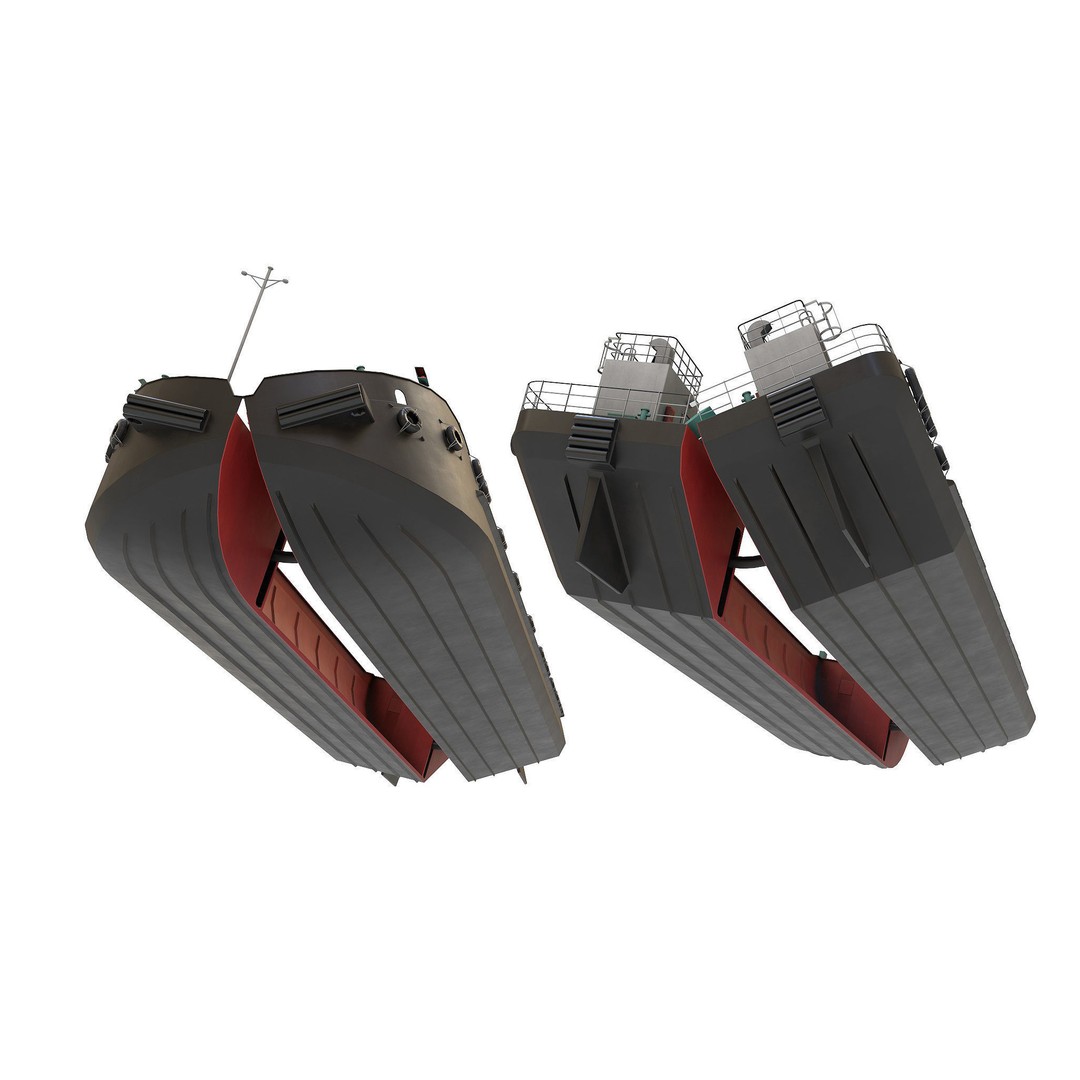 Split Hopper Barge 3D Model – Highly Detailed Industrial Vessel, FBX - View 4