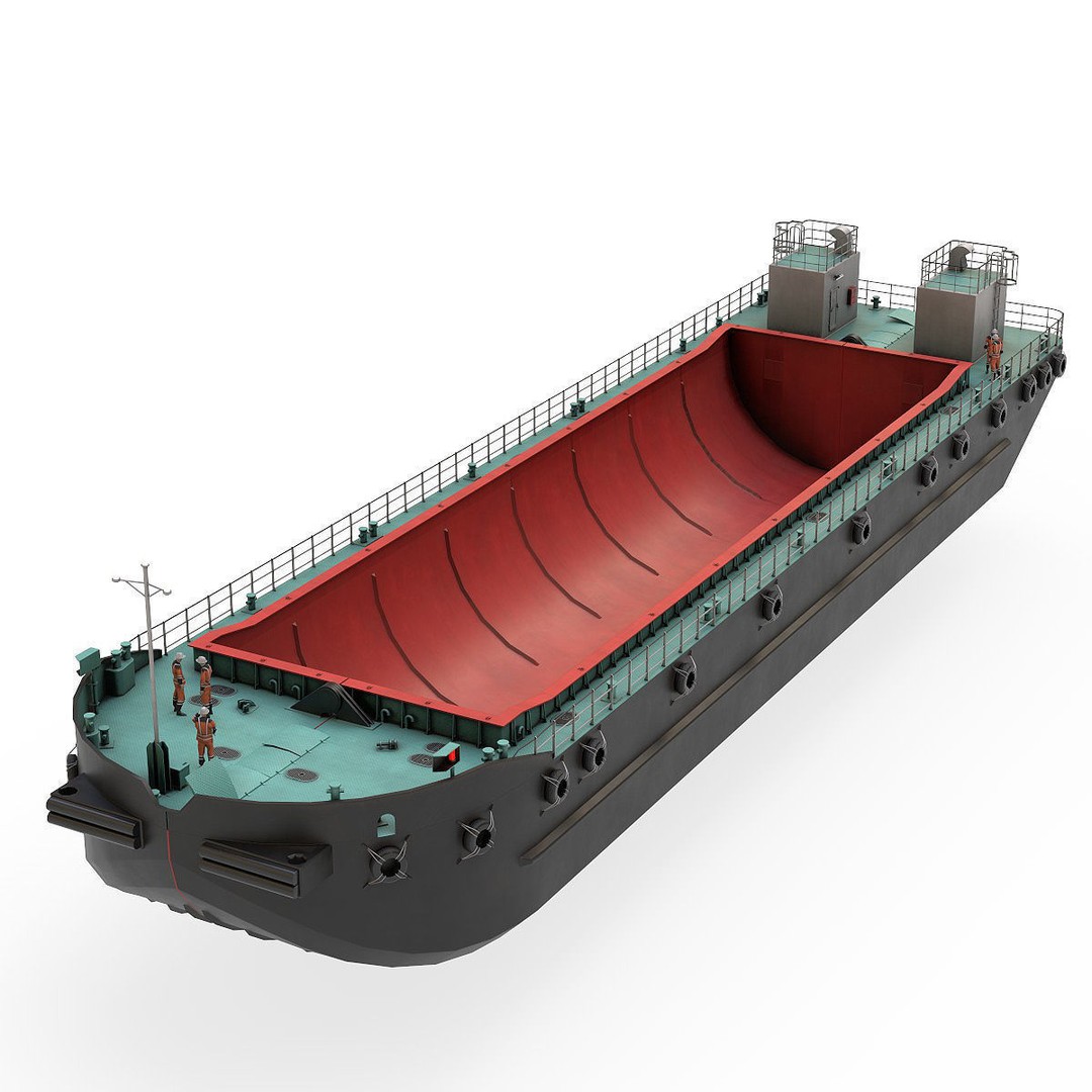 Split Hopper Barge 3D Model – Highly Detailed Industrial Vessel, FBX - View 5