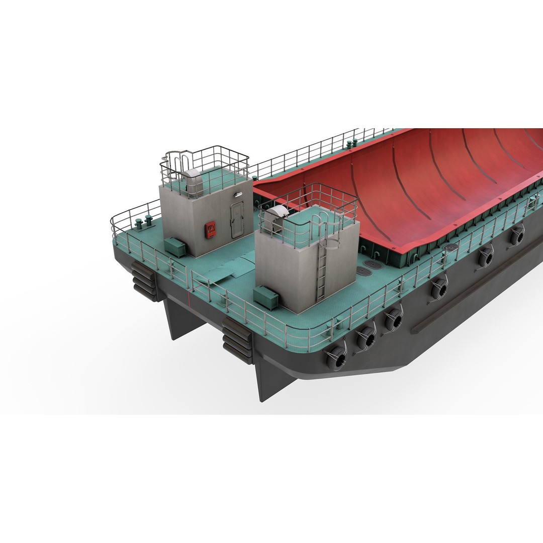 Split Hopper Barge 3D Model – Highly Detailed Industrial Vessel, FBX - View 6