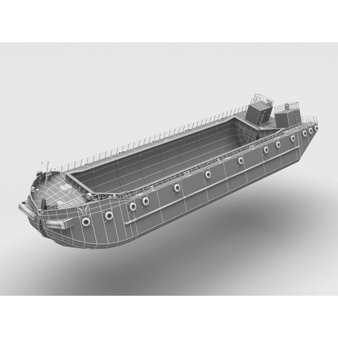 Split Hopper Barge 3D Model – Highly Detailed Industrial Vessel, FBX - View 9
