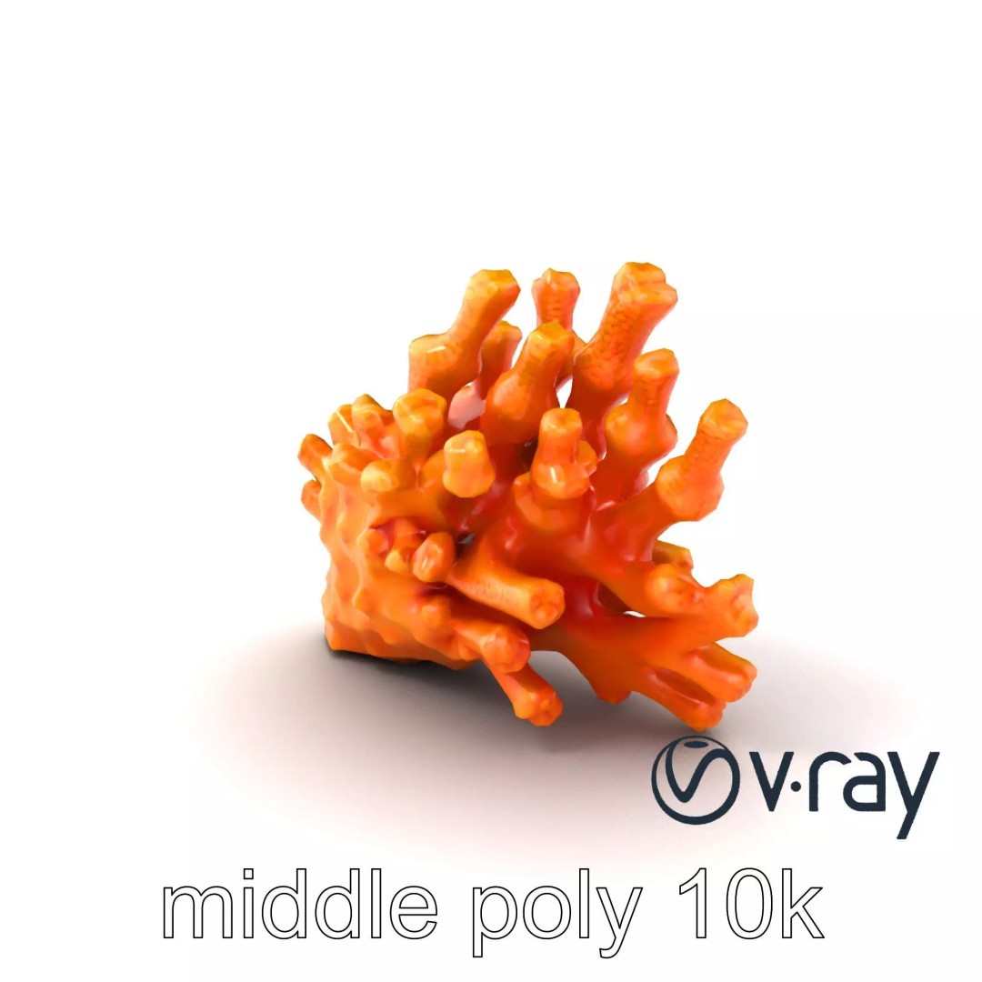 Coral Fan 3D Model – Low Poly Textured Asset for Underwater Scenes - View 2