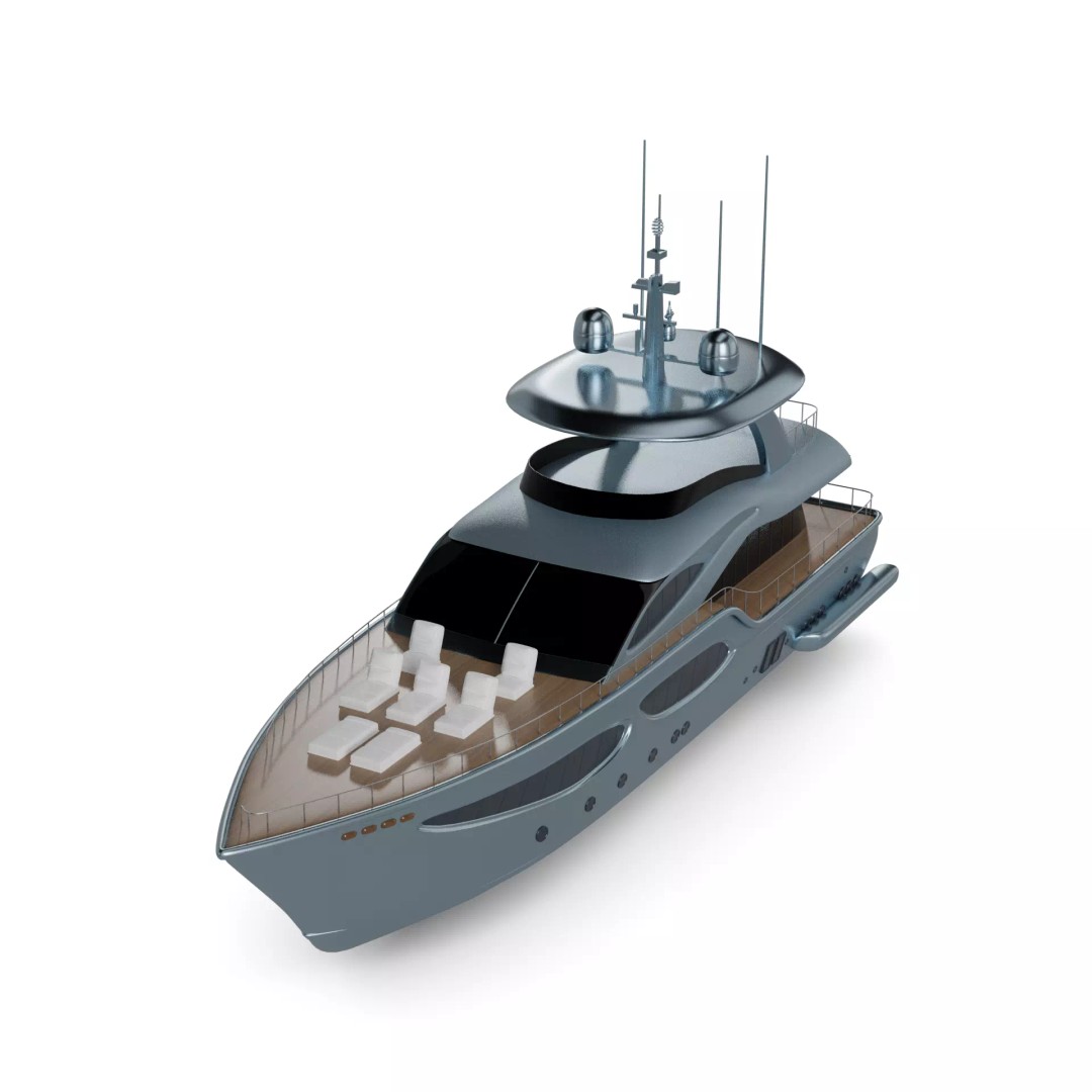 Motor Yacht 3D Model – Luxury Watercraft with PBR Textures, FBX