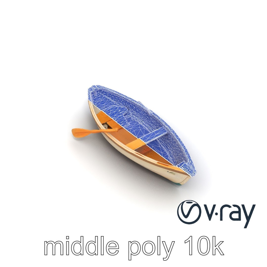 Vintage Rowboat 3D Model – Low Poly Game Asset, FBX, PBR Textures