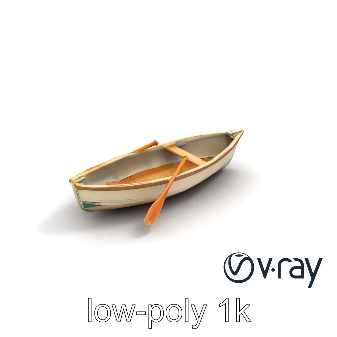Vintage Rowboat 3D Model – Low Poly Game Asset, FBX, PBR Textures - View 10