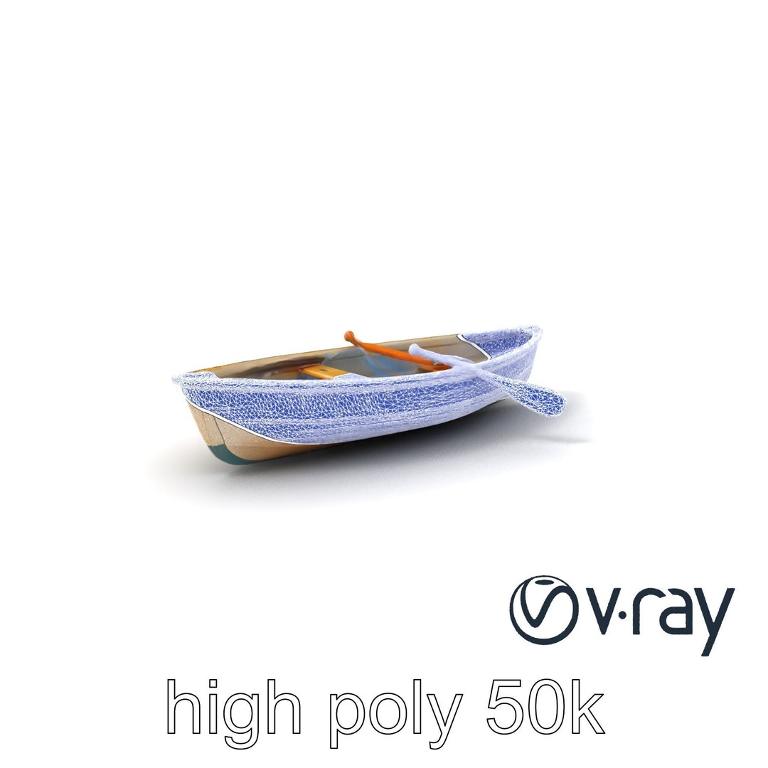 Vintage Rowboat 3D Model – Low Poly Game Asset, FBX, PBR Textures - View 11