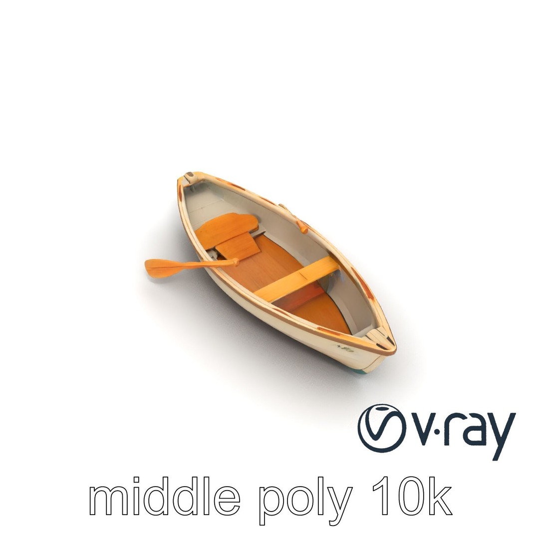 Vintage Rowboat 3D Model – Low Poly Game Asset, FBX, PBR Textures - View 12