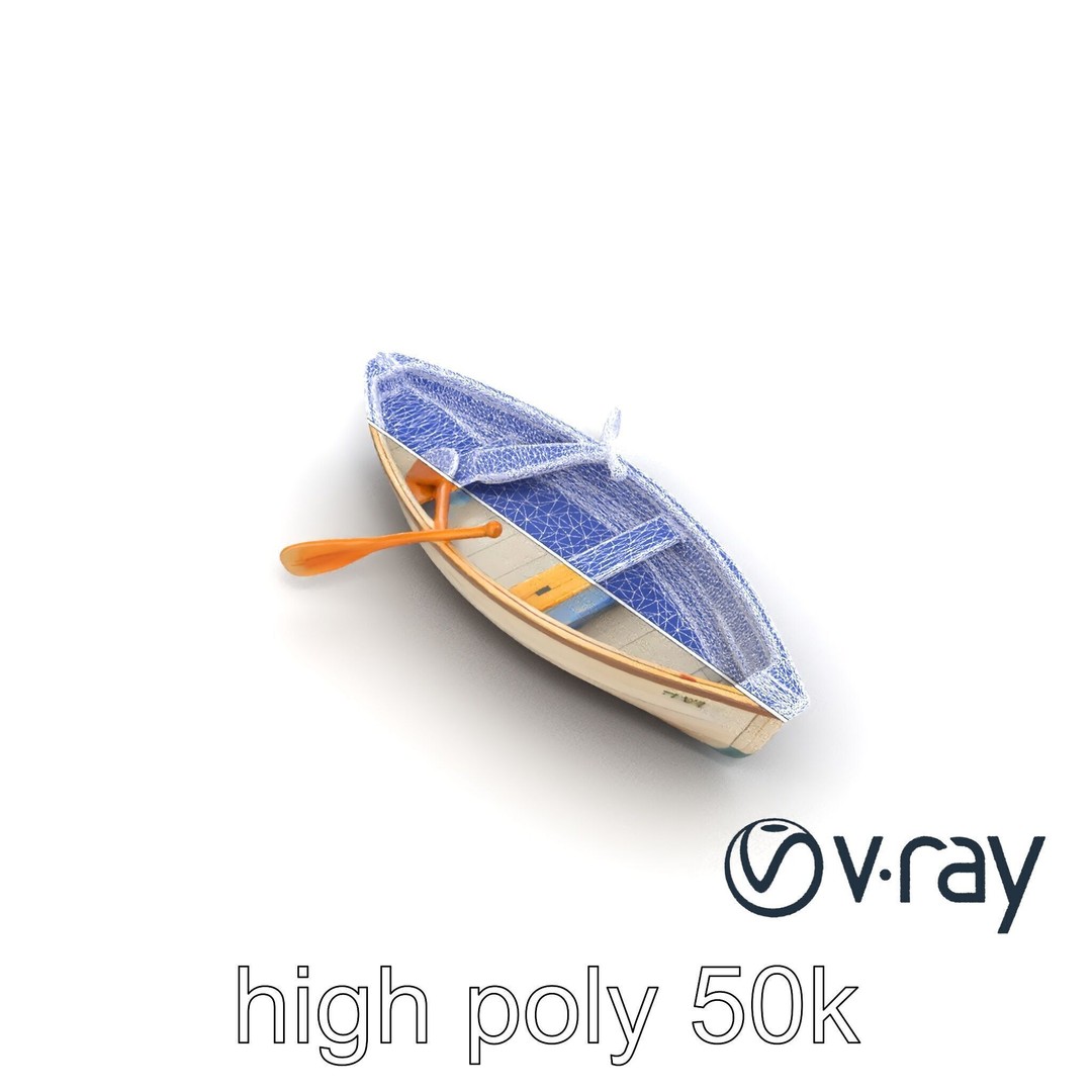 Vintage Rowboat 3D Model – Low Poly Game Asset, FBX, PBR Textures - View 13