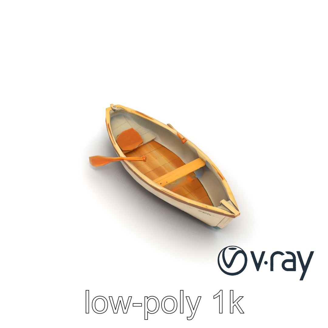 Vintage Rowboat 3D Model – Low Poly Game Asset, FBX, PBR Textures - View 14