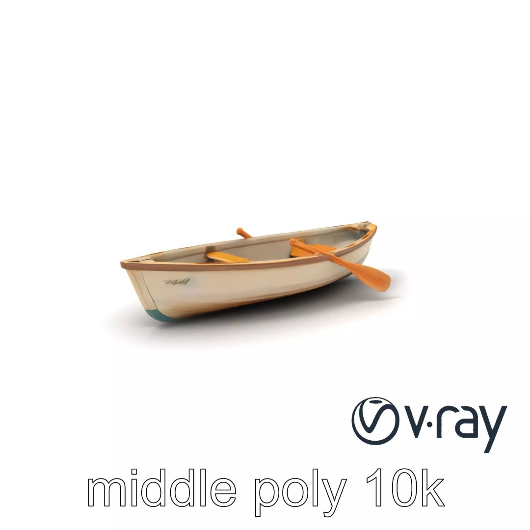 Vintage Rowboat 3D Model – Low Poly Game Asset, FBX, PBR Textures - View 2