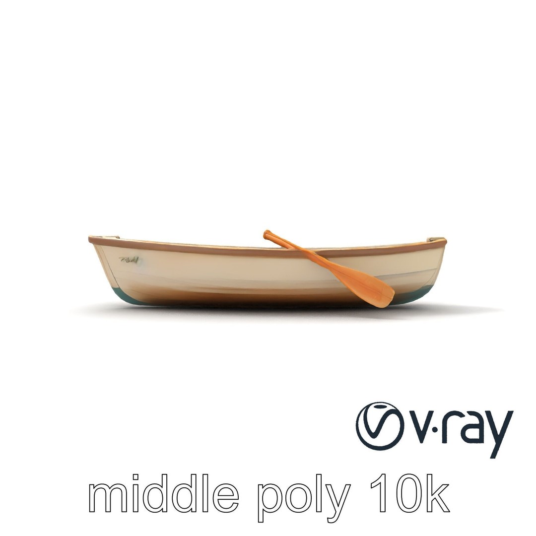 Vintage Rowboat 3D Model – Low Poly Game Asset, FBX, PBR Textures - View 22