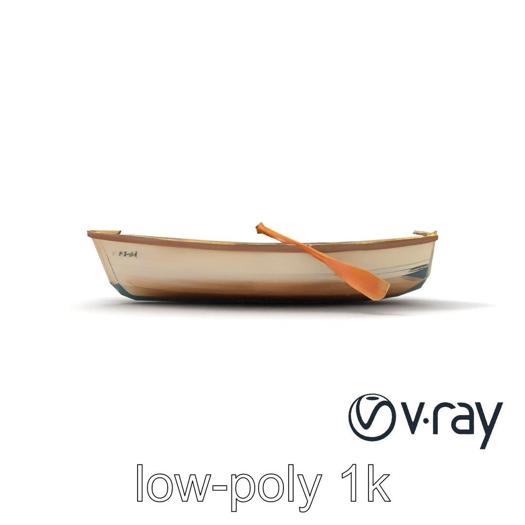 Vintage Rowboat 3D Model – Low Poly Game Asset, FBX, PBR Textures - View 24
