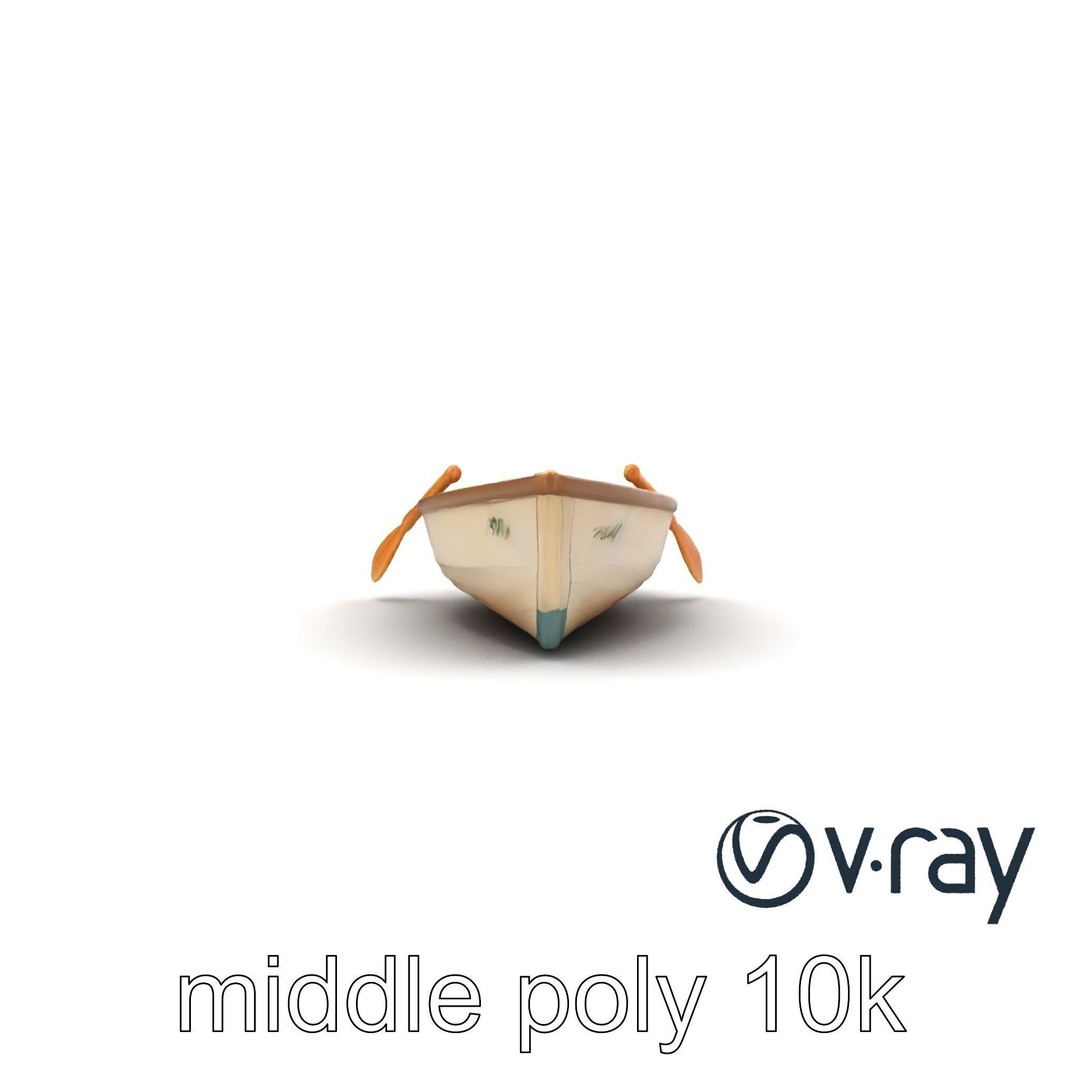 Vintage Rowboat 3D Model – Low Poly Game Asset, FBX, PBR Textures - View 26
