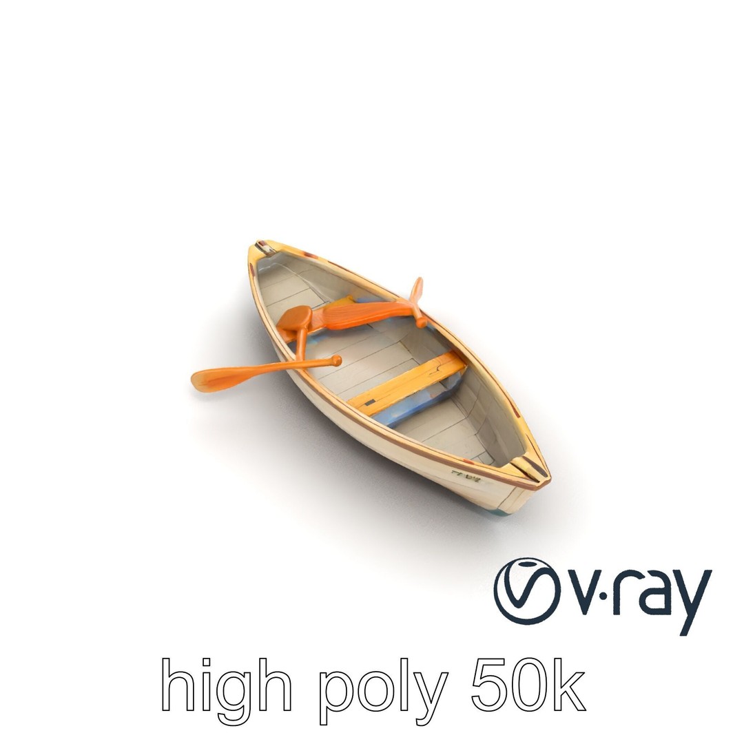 Vintage Rowboat 3D Model – Low Poly Game Asset, FBX, PBR Textures - View 27