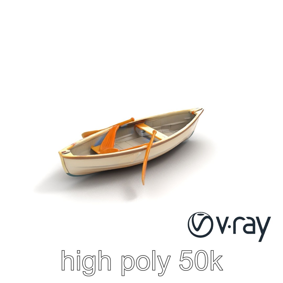 Vintage Rowboat 3D Model – Low Poly Game Asset, FBX, PBR Textures - View 28