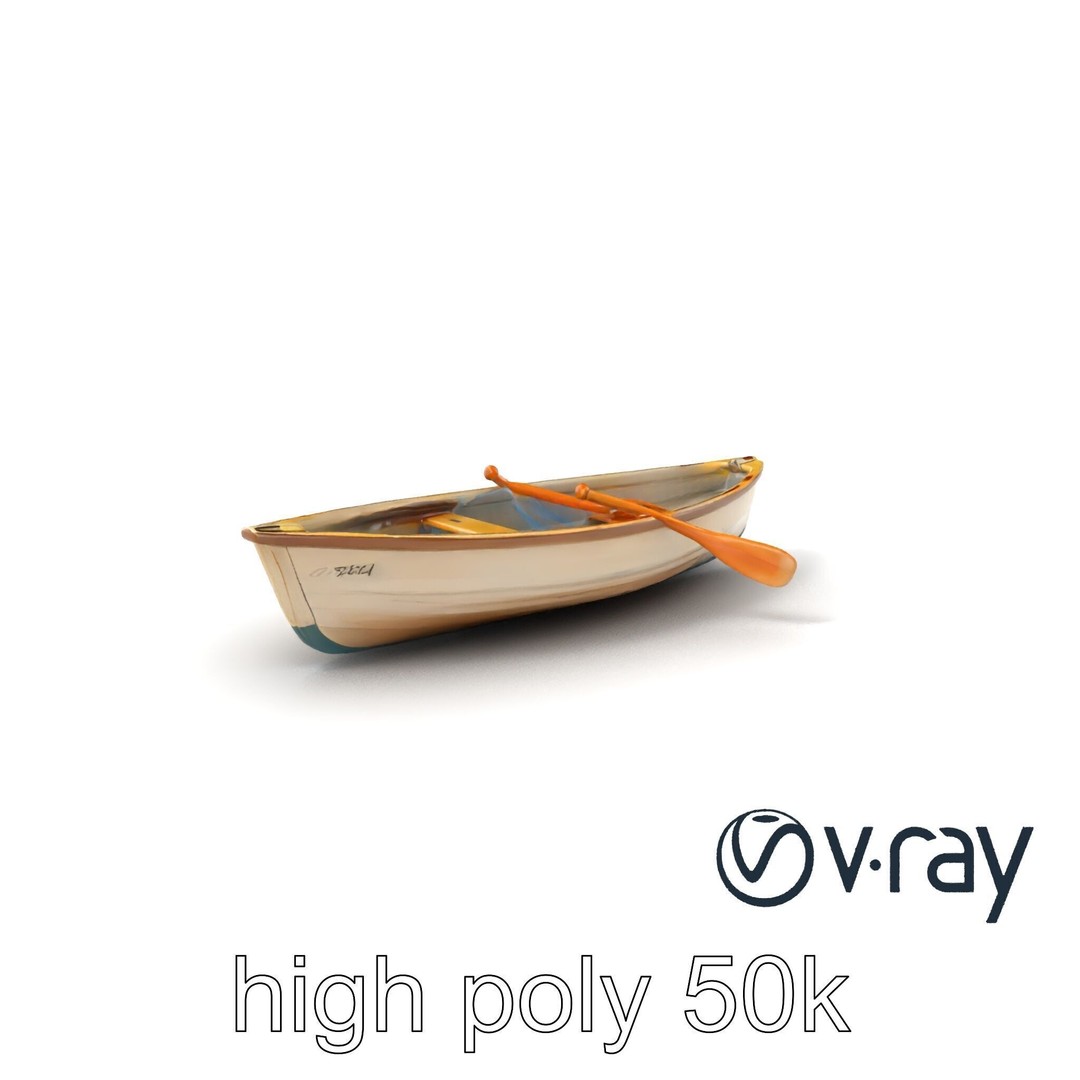 Vintage Rowboat 3D Model – Low Poly Game Asset, FBX, PBR Textures - View 3