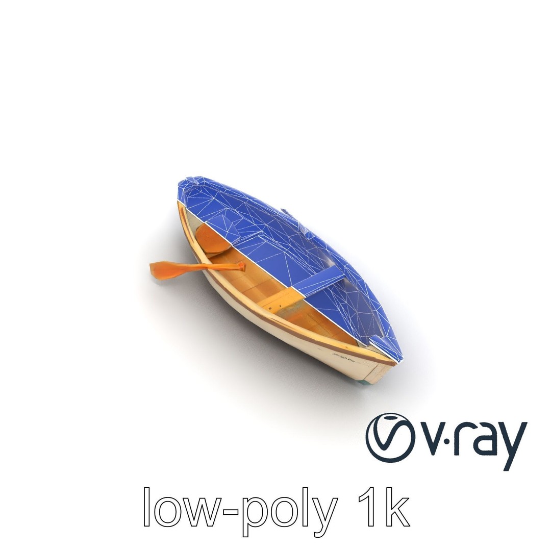 Vintage Rowboat 3D Model – Low Poly Game Asset, FBX, PBR Textures - View 30