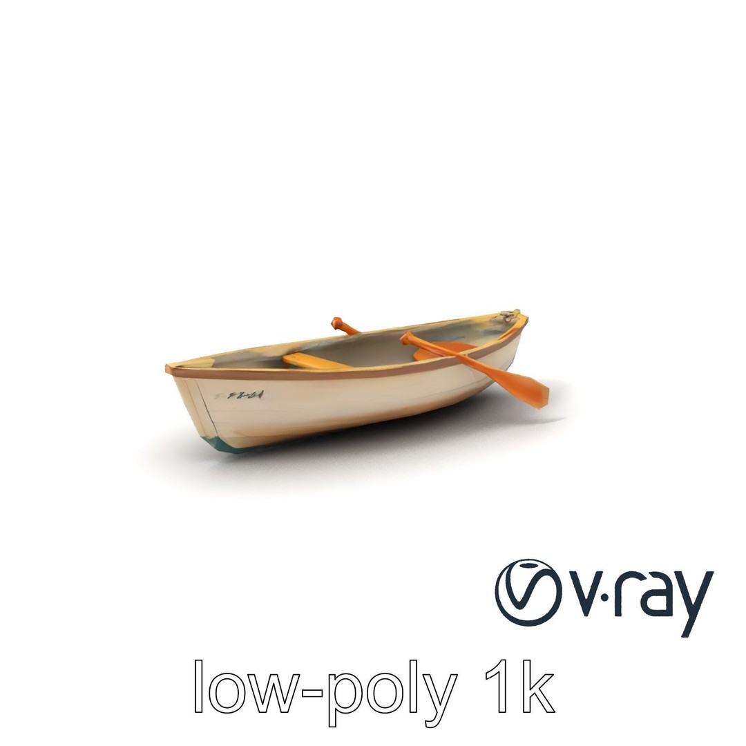 Vintage Rowboat 3D Model – Low Poly Game Asset, FBX, PBR Textures - View 6